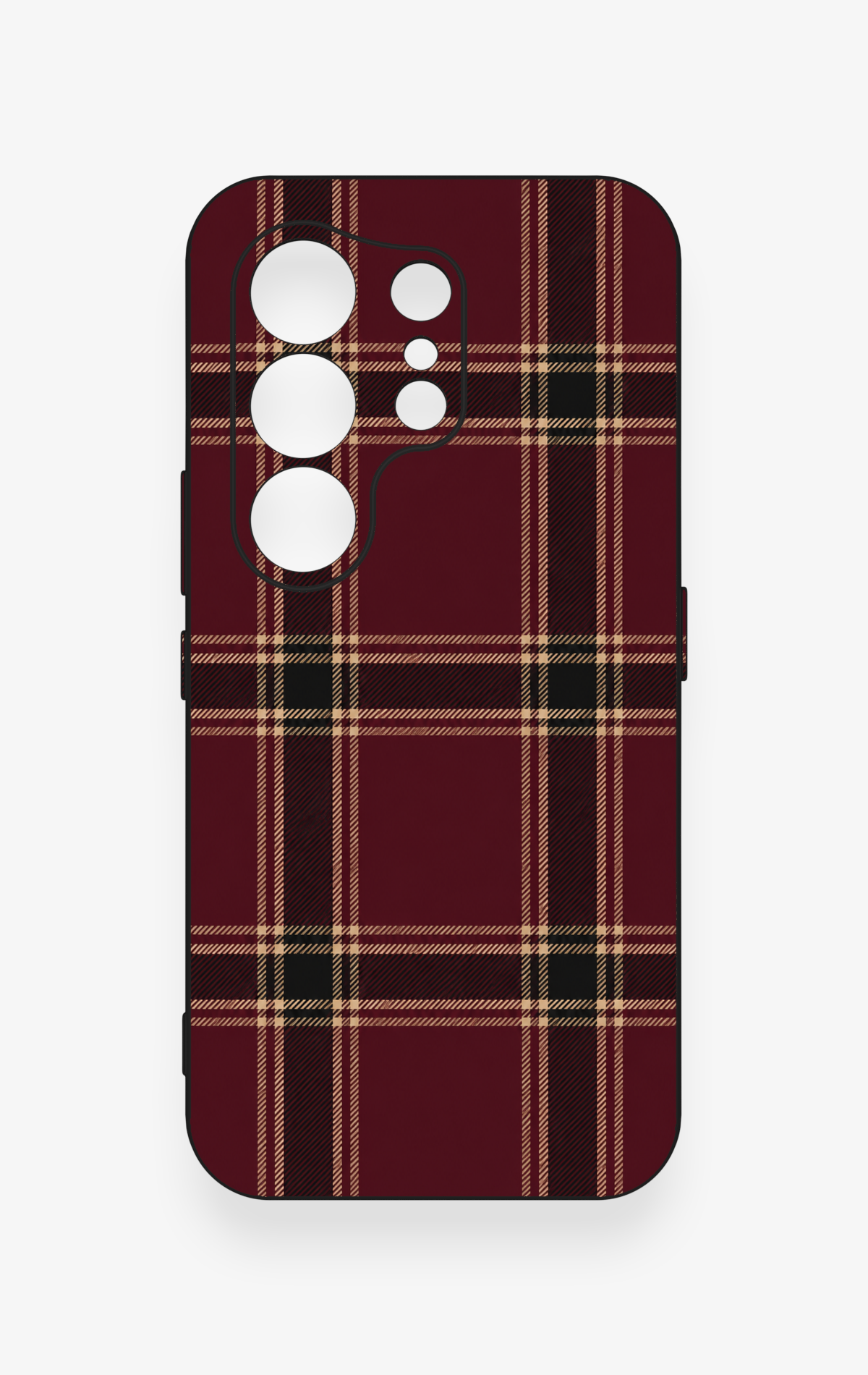 Tecno Camon 50 4G Uyumlu Bordo Siyah Ekose Desenli Silikon Kılıf