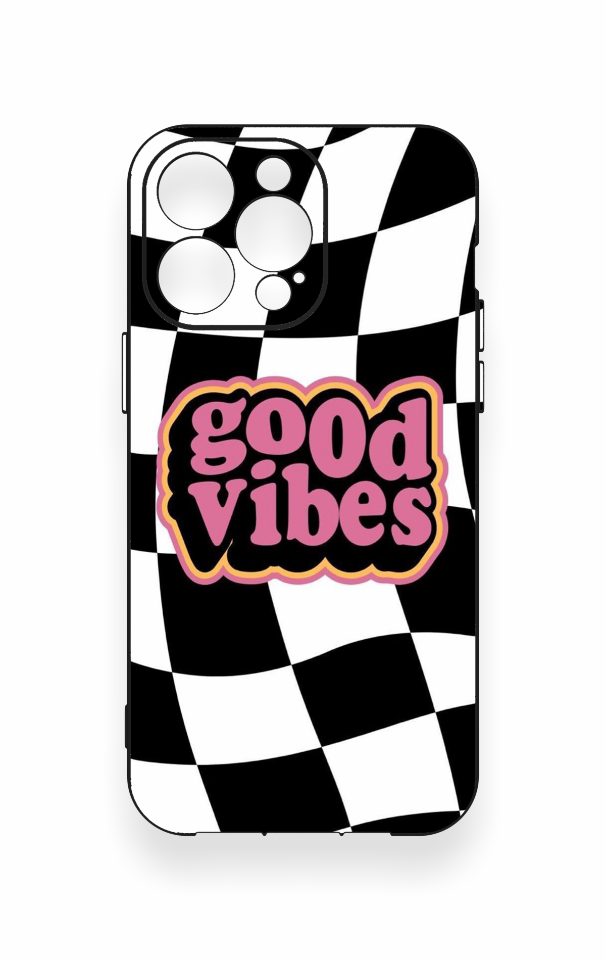 iPhone 14 Pro Max Uyumlu Black Good Vibes Desenli Silikon Kılıf