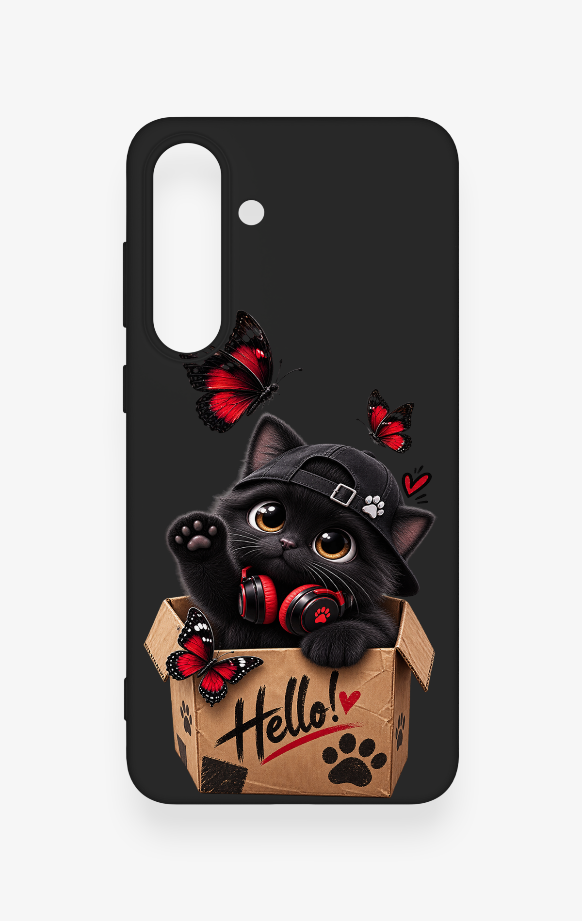 Samsung S25Fe Uyumlu Hello Cat Desenli Silikon Kılıf