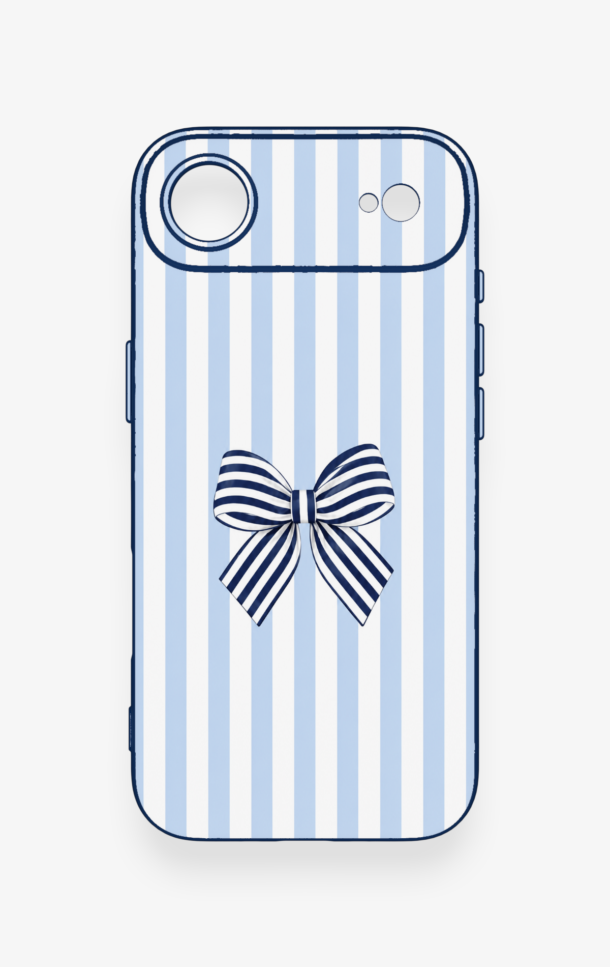 iPhone 17 Air Uyumlu Mavi Beyaz Kurdele Desenli Silikon Kılıf