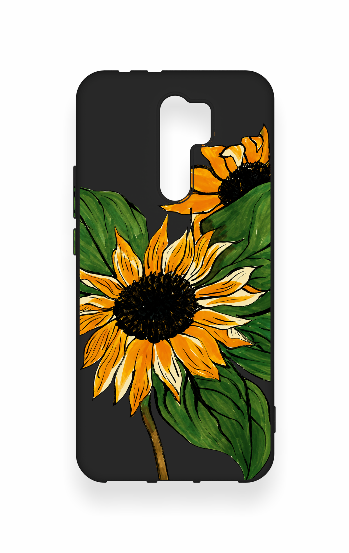 Redmi 9 Uyumlu Ay Çiçeği Desenli Silikon Kılıf