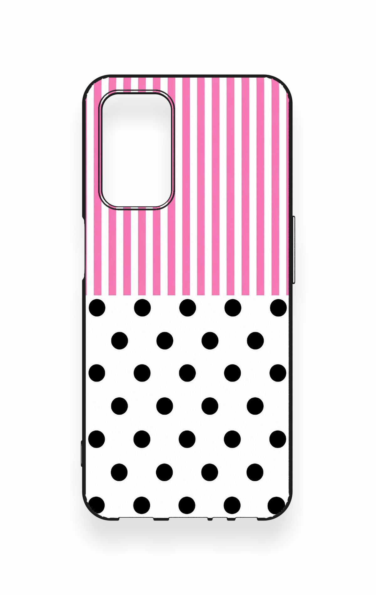 Oppo A55 Uyumlu Pembe Çizgili Puantiye Desenli Silikon Kılıf