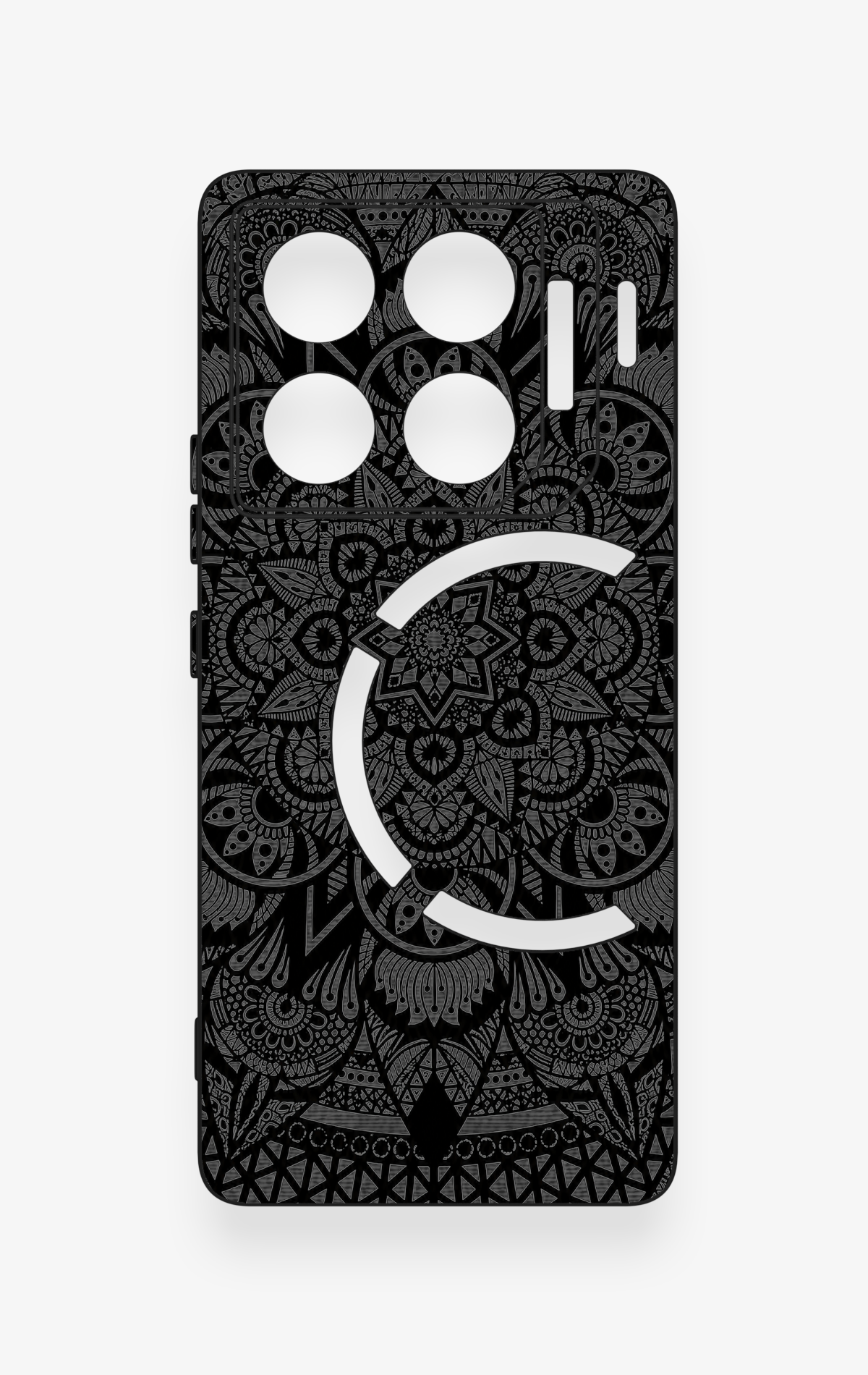 İnfinix Gt 20 Pro Uyumlu Siyah Beyaz Mandala Desenli Silikon Kılıf