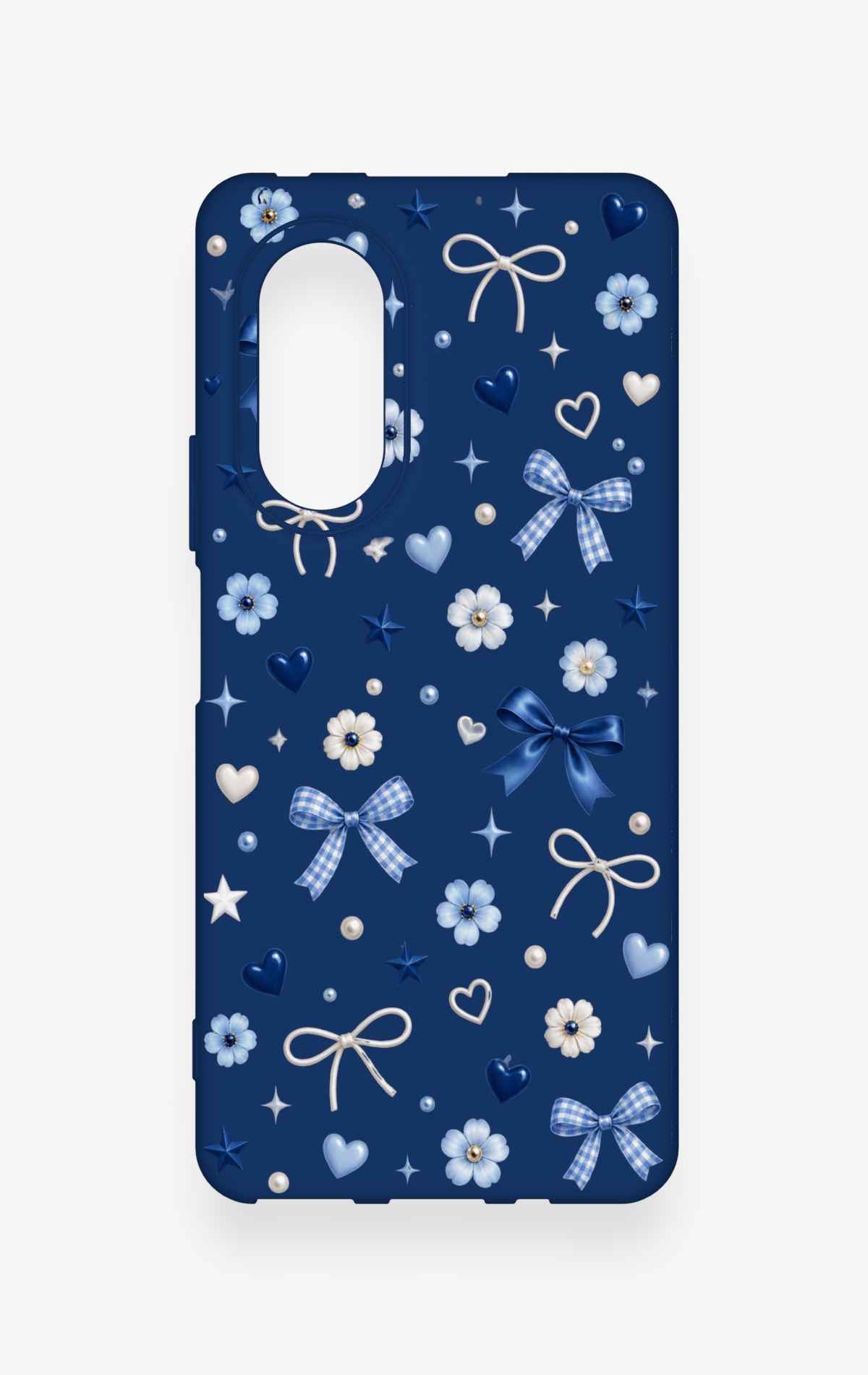 Huawei Nova 9Se Uyumlu Mavi Papatya Fiyonk Desenli Silikon Kılıf