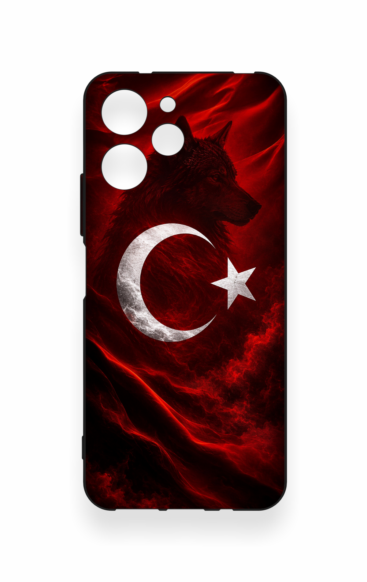 Redmi 12 Uyumlu Kurt Türk Bayrağı Desenli Silikon Kılıf