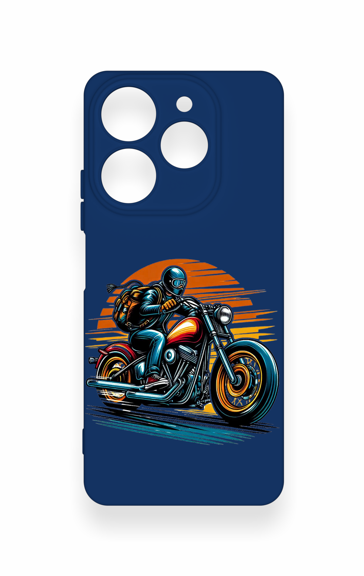 Tecno Spark 10 Pro Uyumlu Moto Rider Desenli Silikon Kılıf