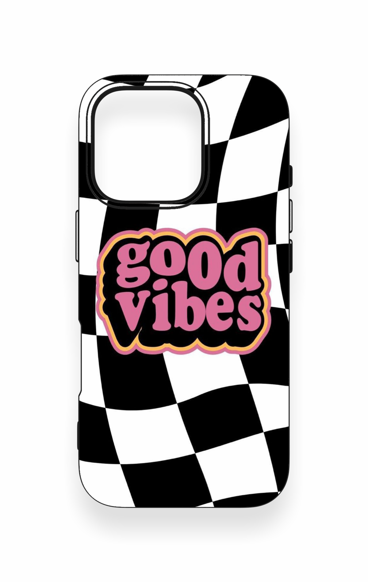 iPhone 16 Pro Uyumlu Black Good Vibes Desenli Silikon Kılıf