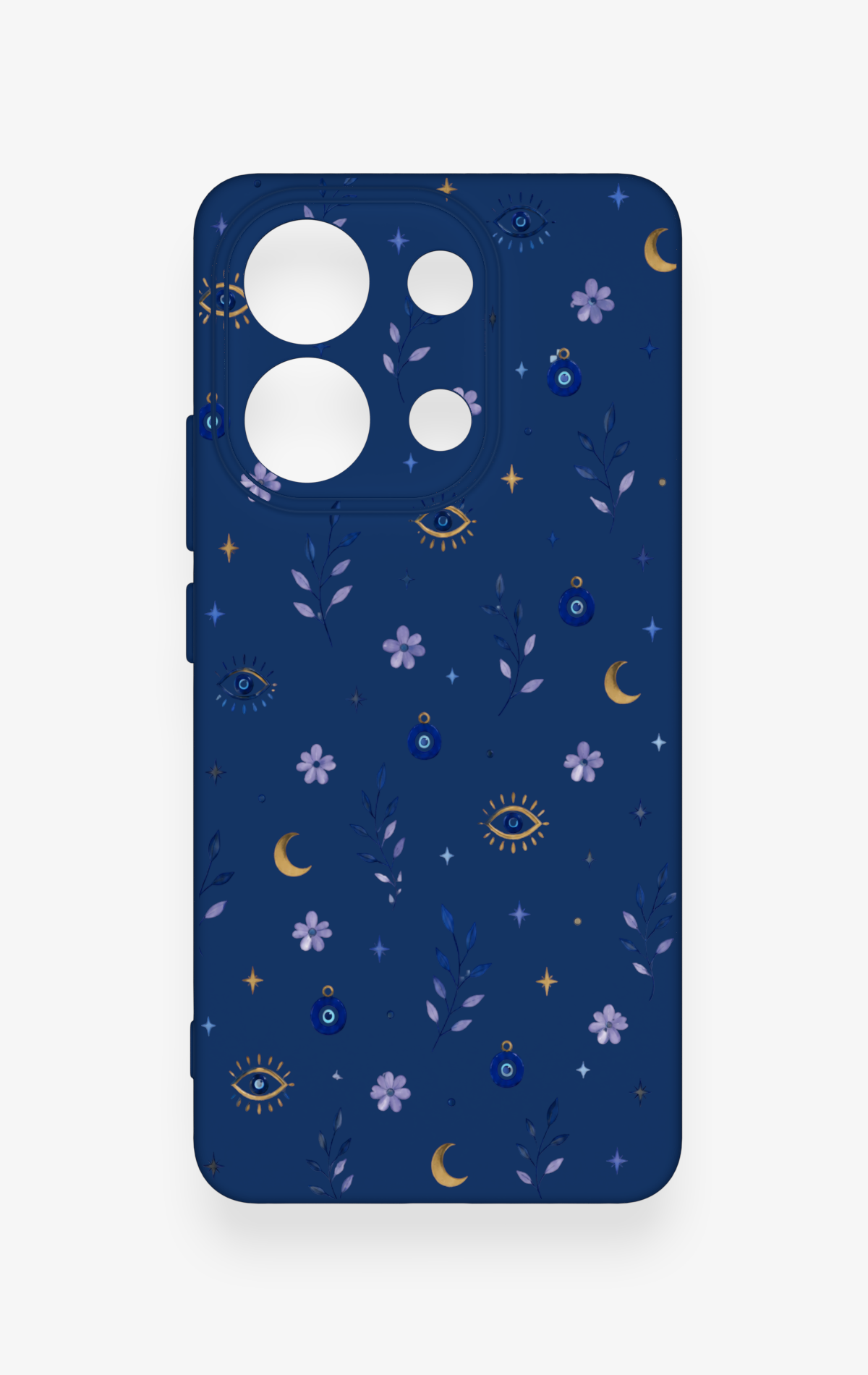 Redmi Note 13 4G Uyumlu Mavi Nazar Papatya Desenli Silikon Kılıf