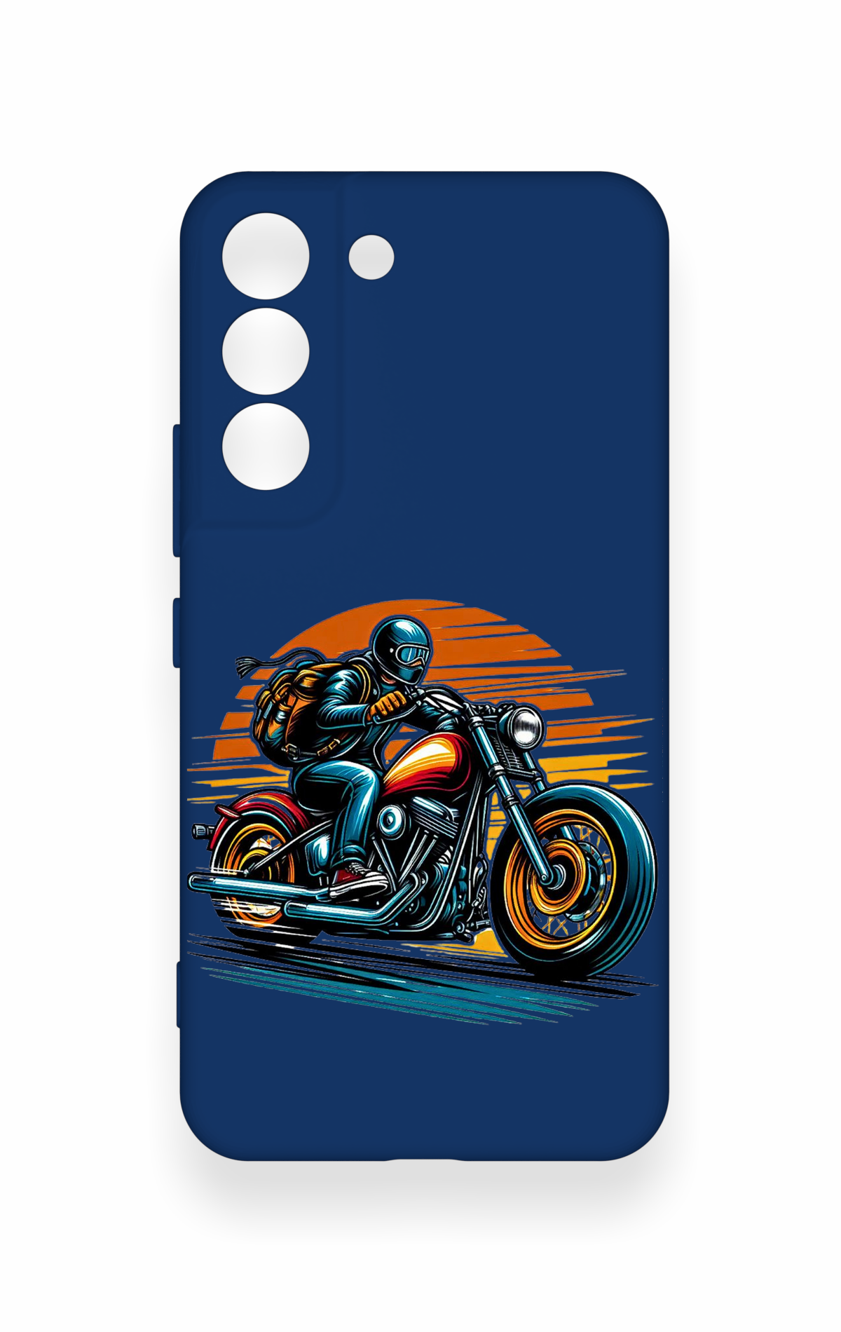 Samsung S22 Uyumlu Moto Rider Desenli Silikon Kılıf