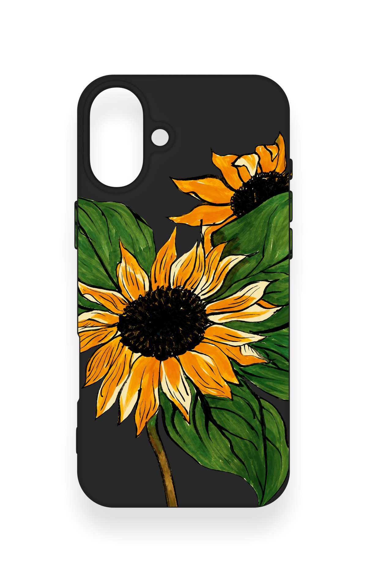 iPhone 16 Plus Uyumlu Ay Çiçeği Desenli Silikon Kılıf