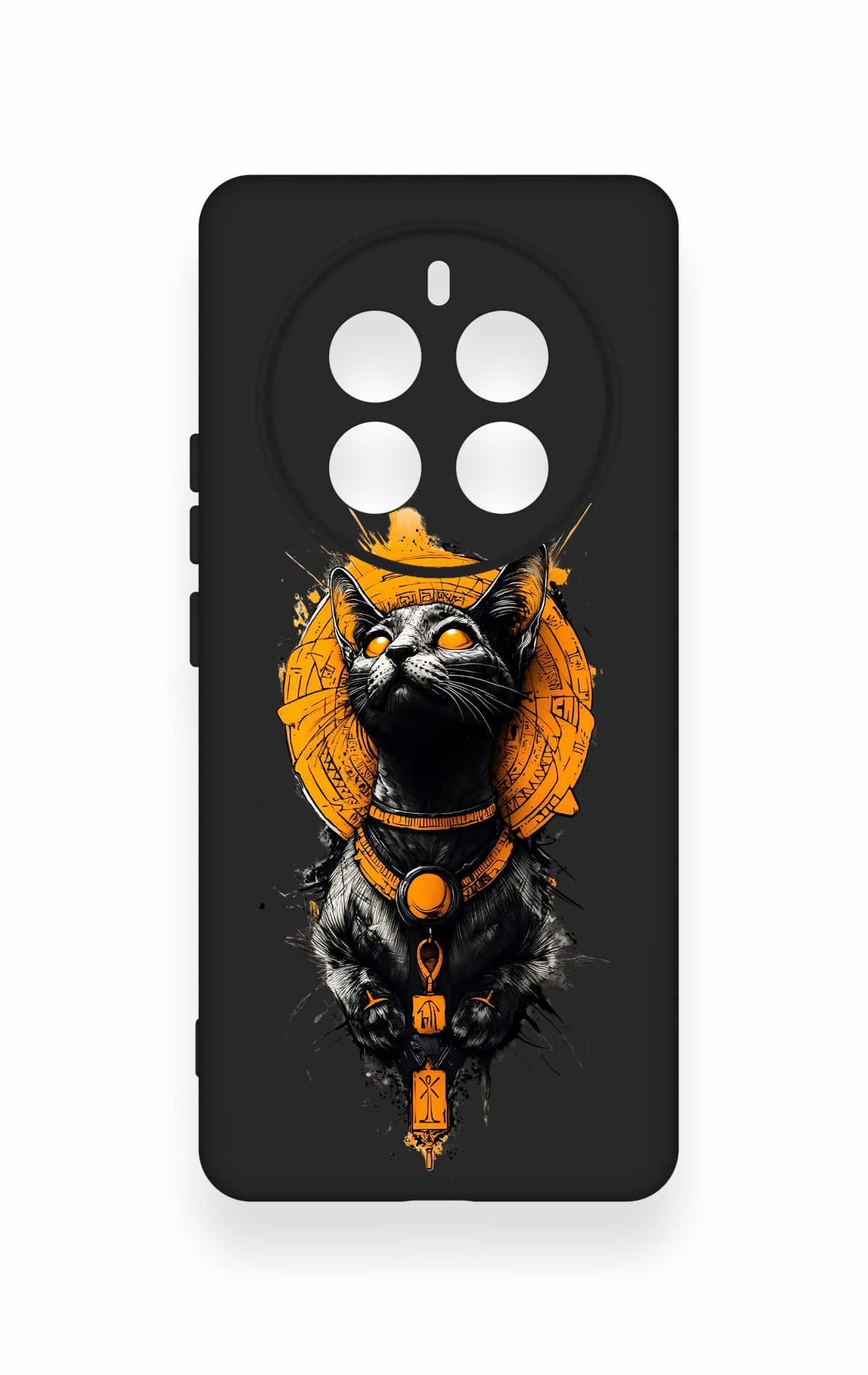 Realme 12 Pro Uyumlu Mısırlı Kedi Tanrısı Desenli Silikon Kılıf