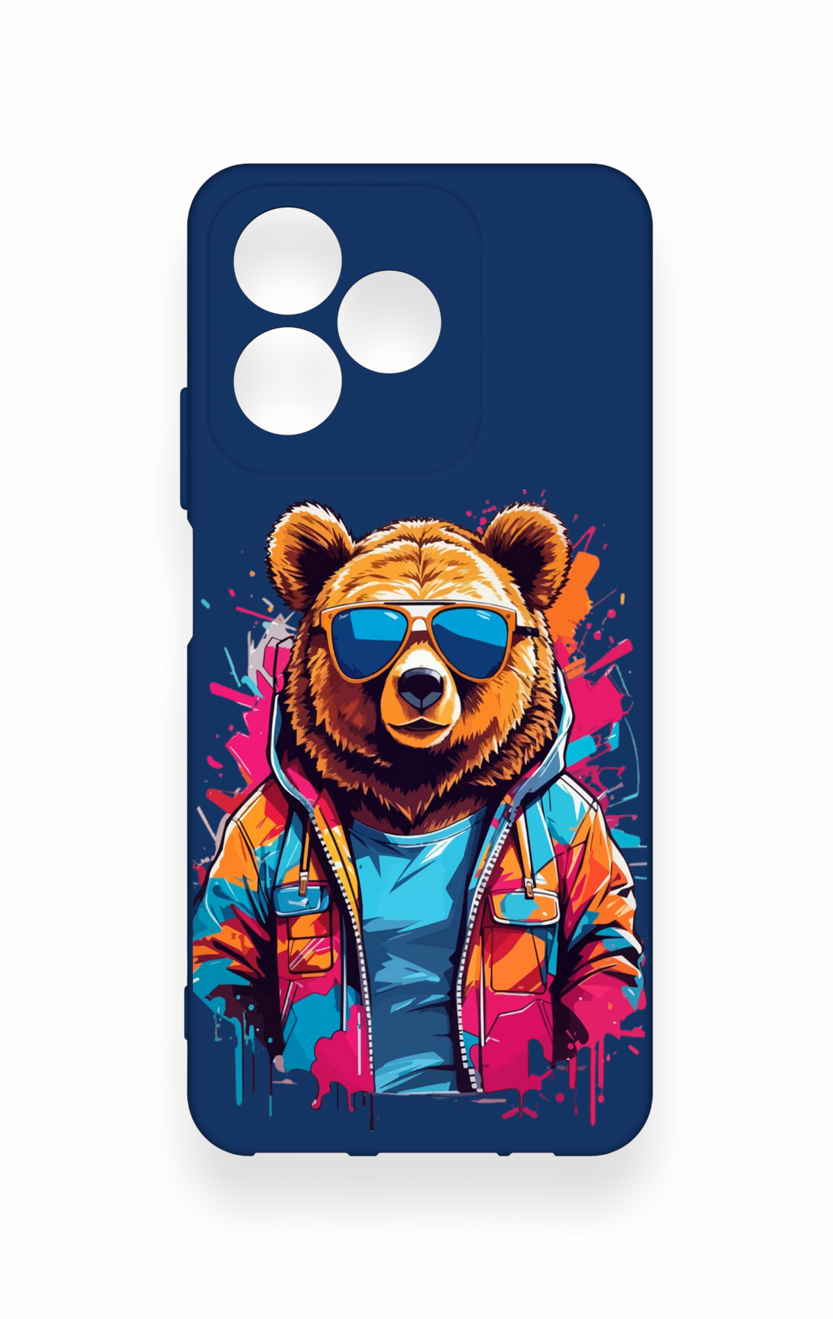 Realme C53 Uyumlu Gözlüklü Ayı Desenli Silikon Kılıf