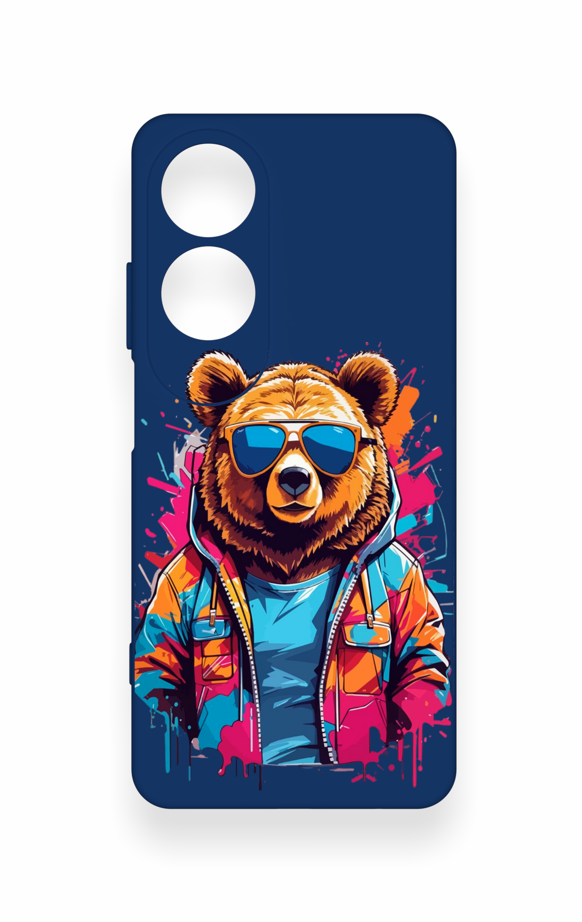 Oppo A60 Uyumlu Gözlüklü Ayı Desenli Silikon Kılıf
