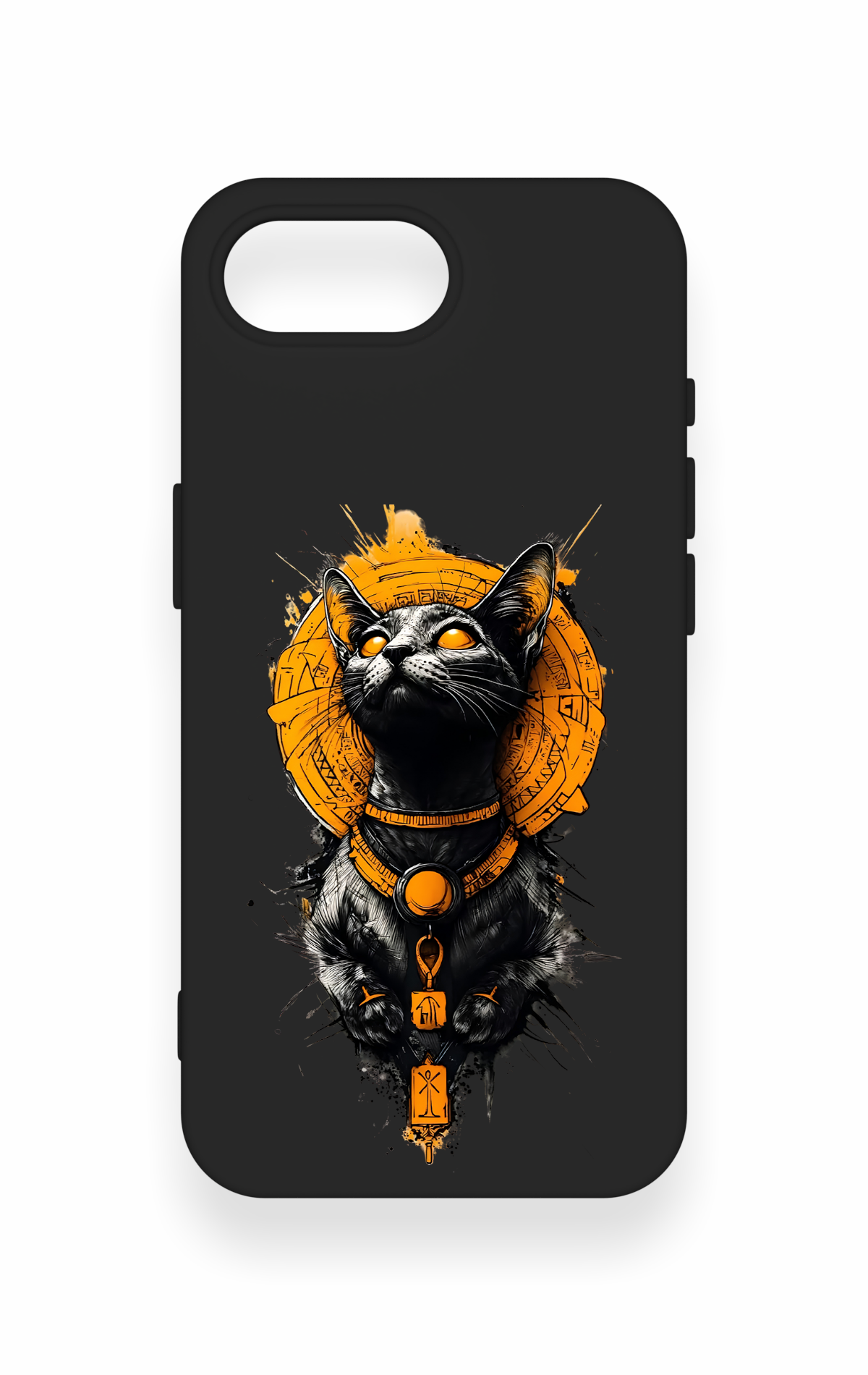 iPhone 16E Uyumlu Mısırlı Kedi Tanrısı Desenli Silikon Kılıf