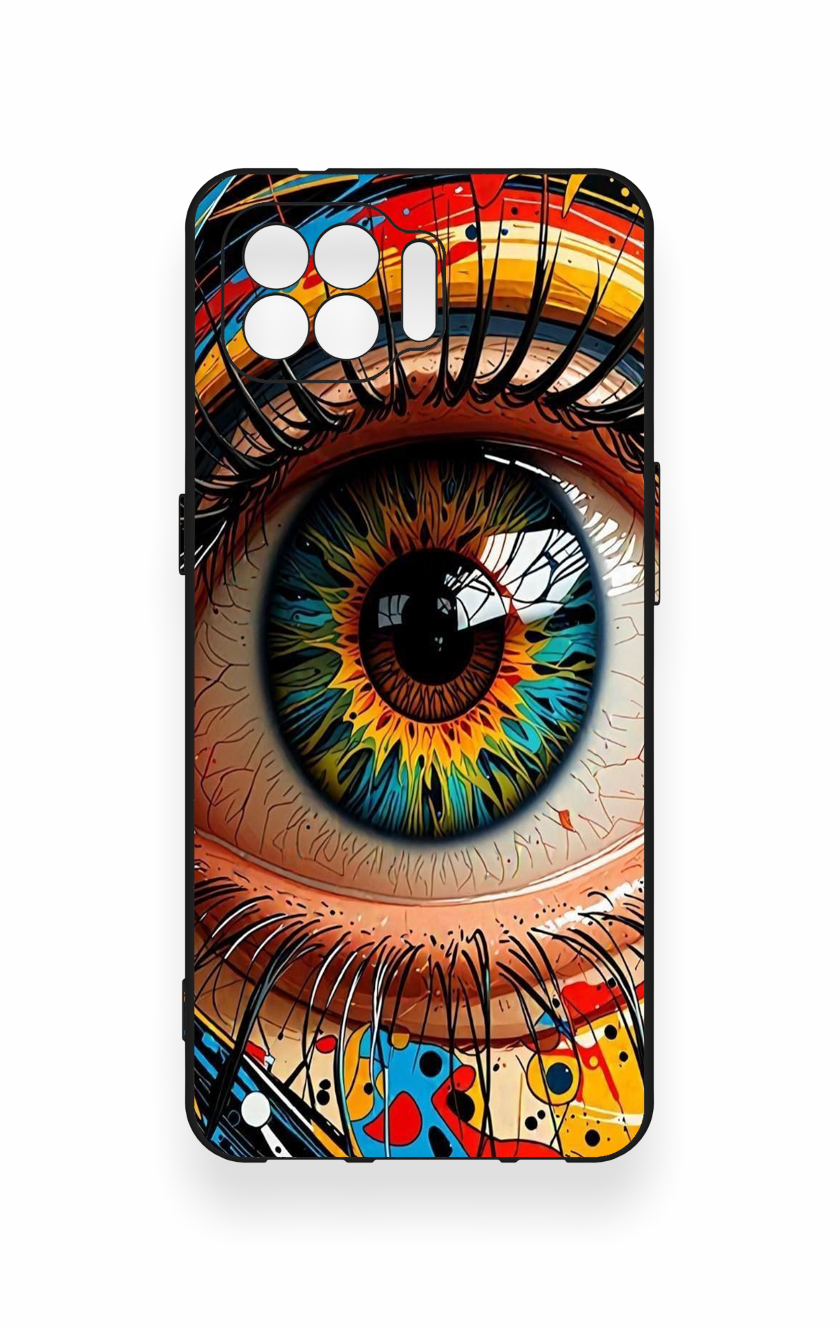 Oppo Reno 4 Lite Uyumlu Renkli Göz Bebeği Desenli Silikon Kılıf