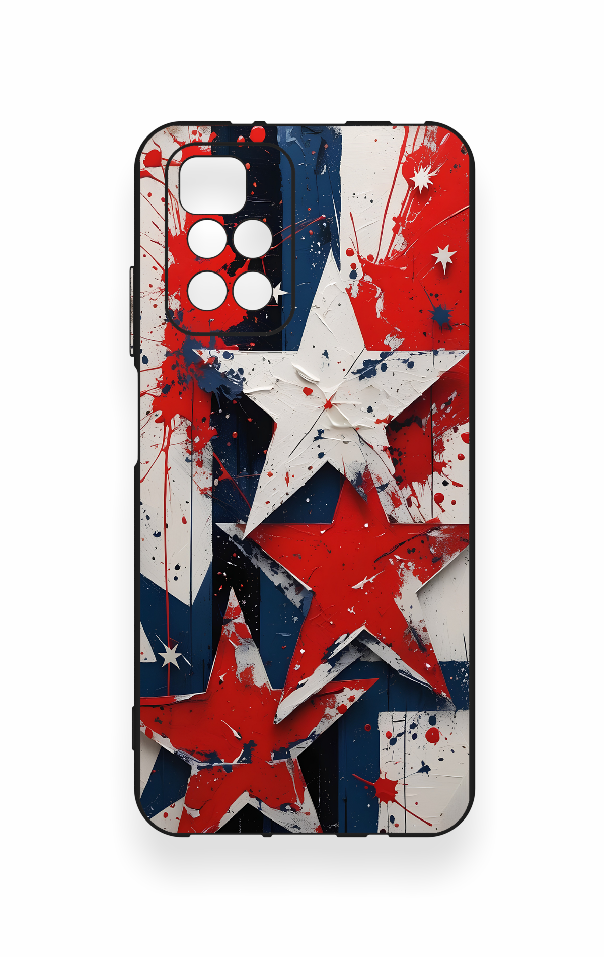 Redmi 10 2022 Uyumlu Star Flag Desenli Silikon Kılıf