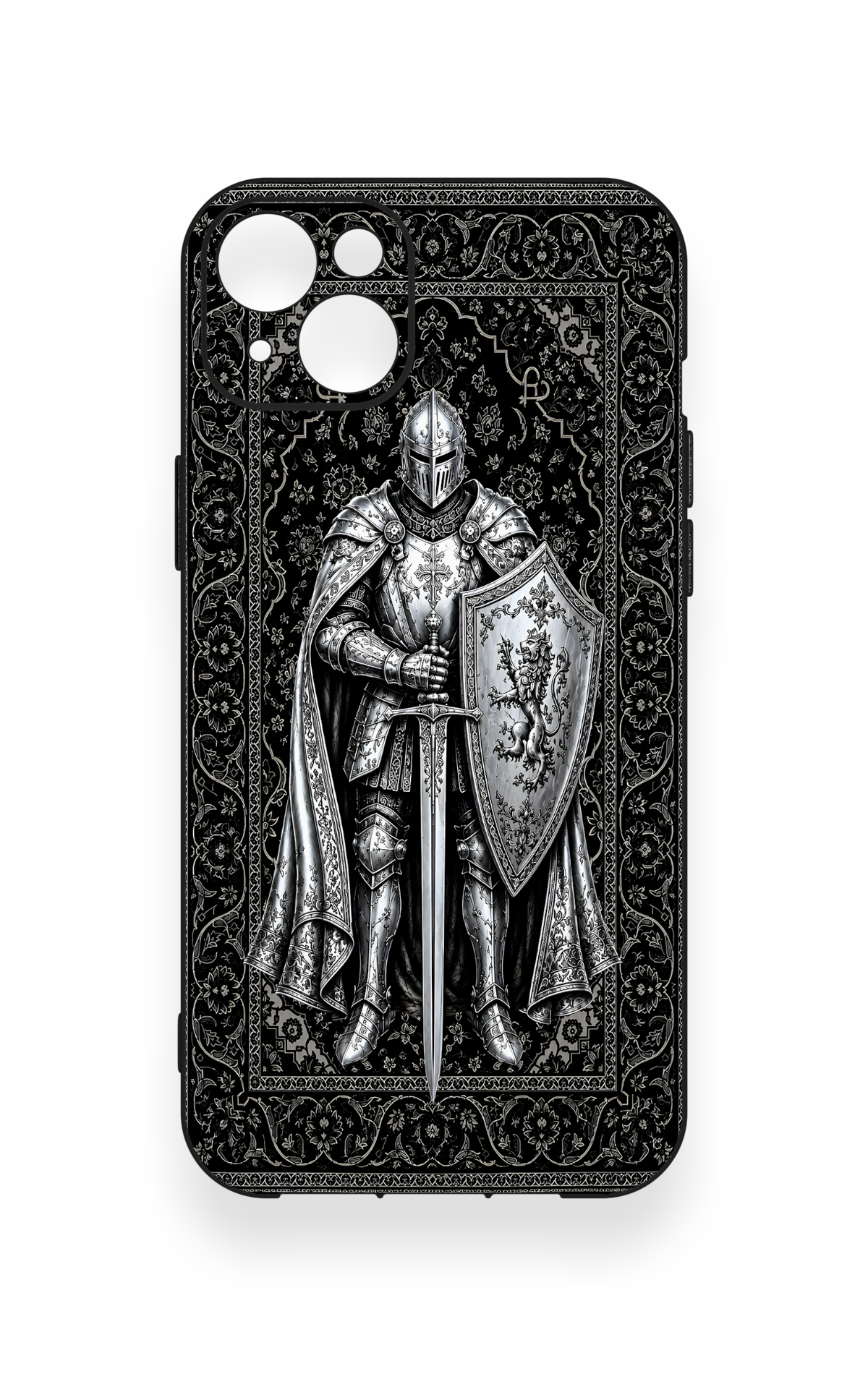 iPhone 14 Plus/15 Plus Uyumlu Şövalye Desenli Silikon Kılıf