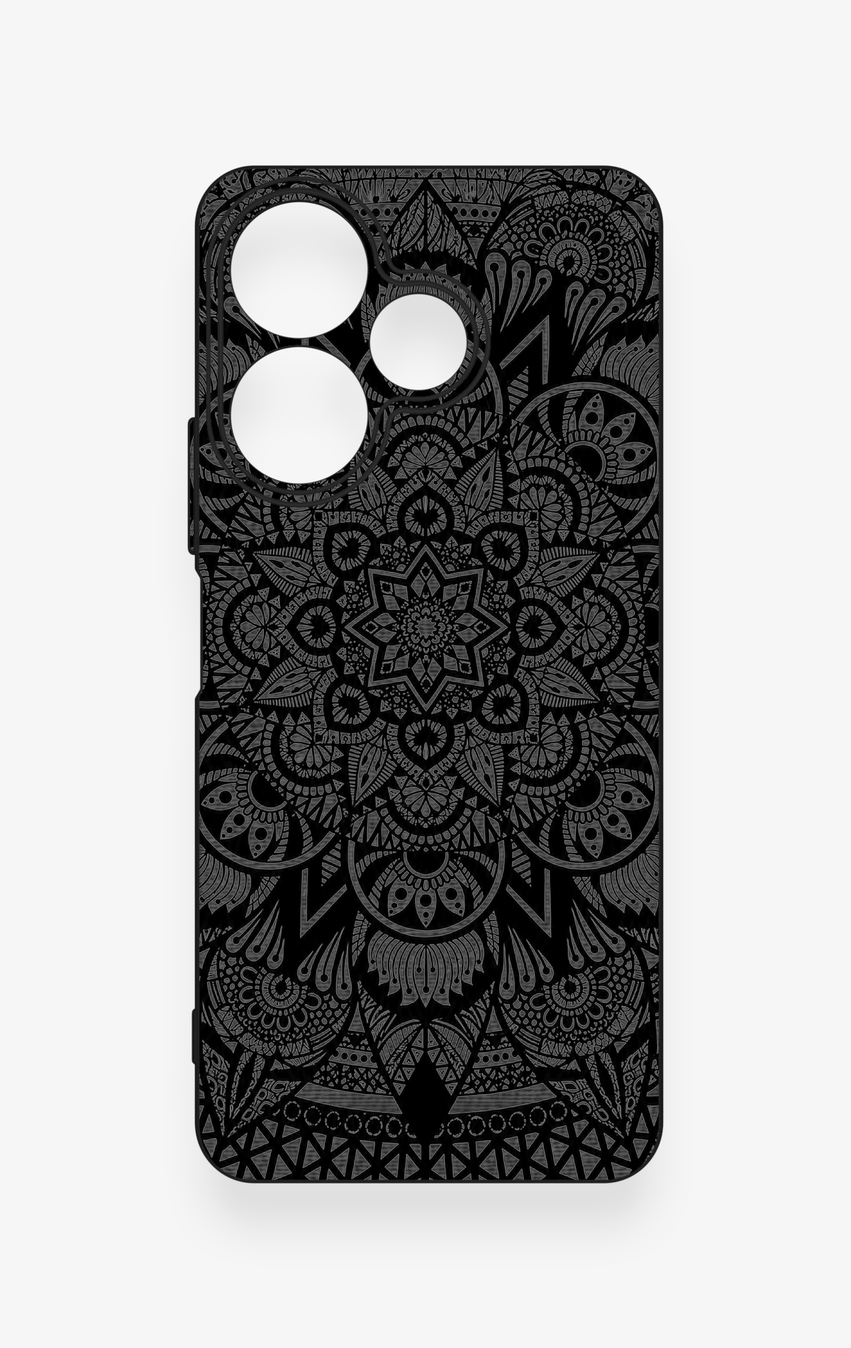 Redmi 13 4G Uyumlu Siyah Beyaz Mandala Desenli Silikon Kılıf
