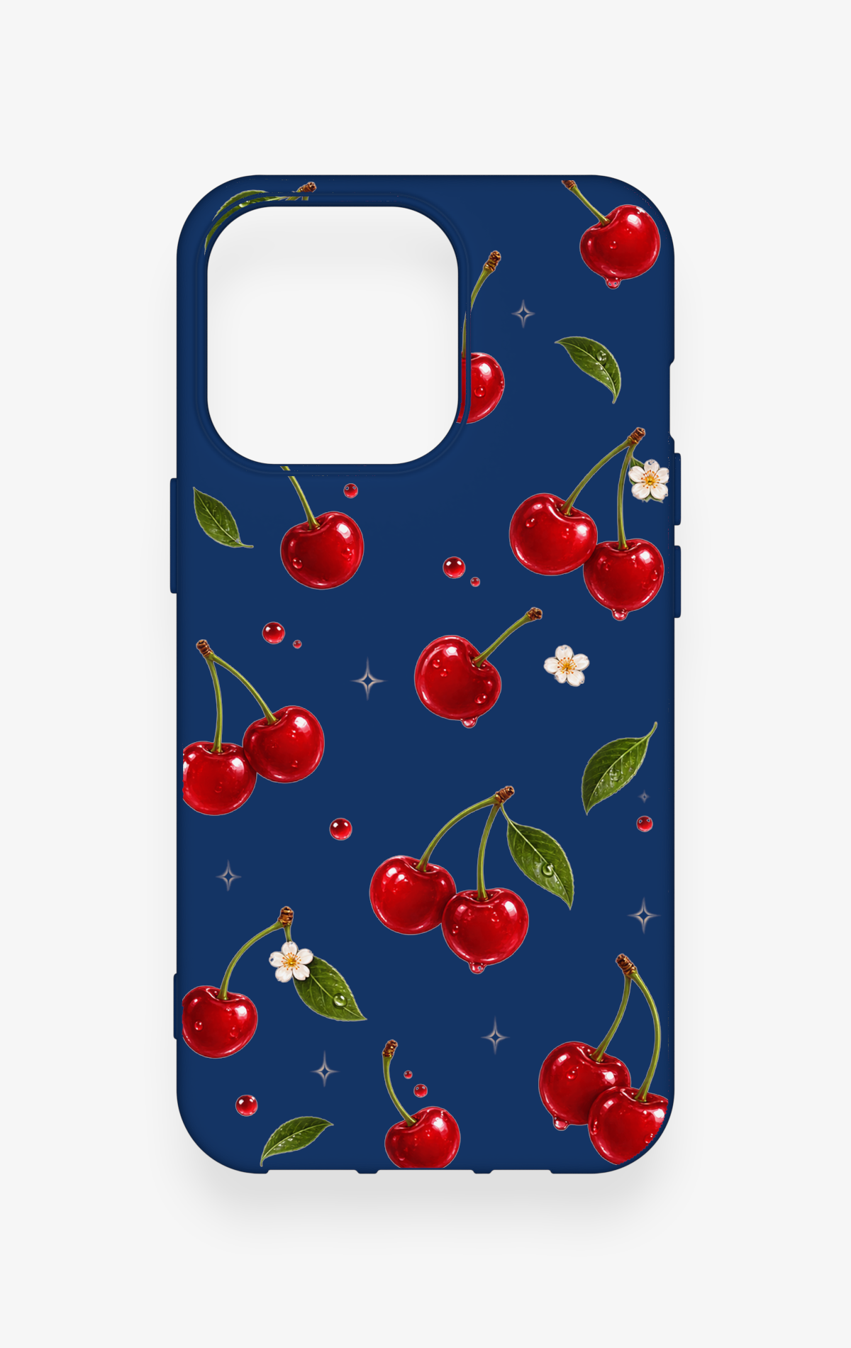 iPhone 13 Pro Uyumlu Kiraz Papatya Desenli Silikon Kılıf