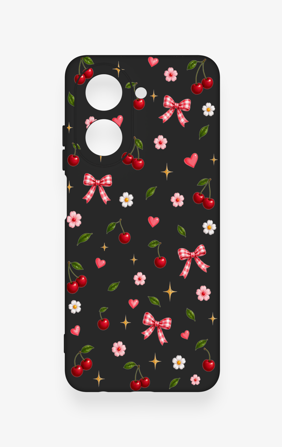 Redmi A5 Uyumlu Papatya Kiraz Fiyonk Desenli Silikon Kılıf