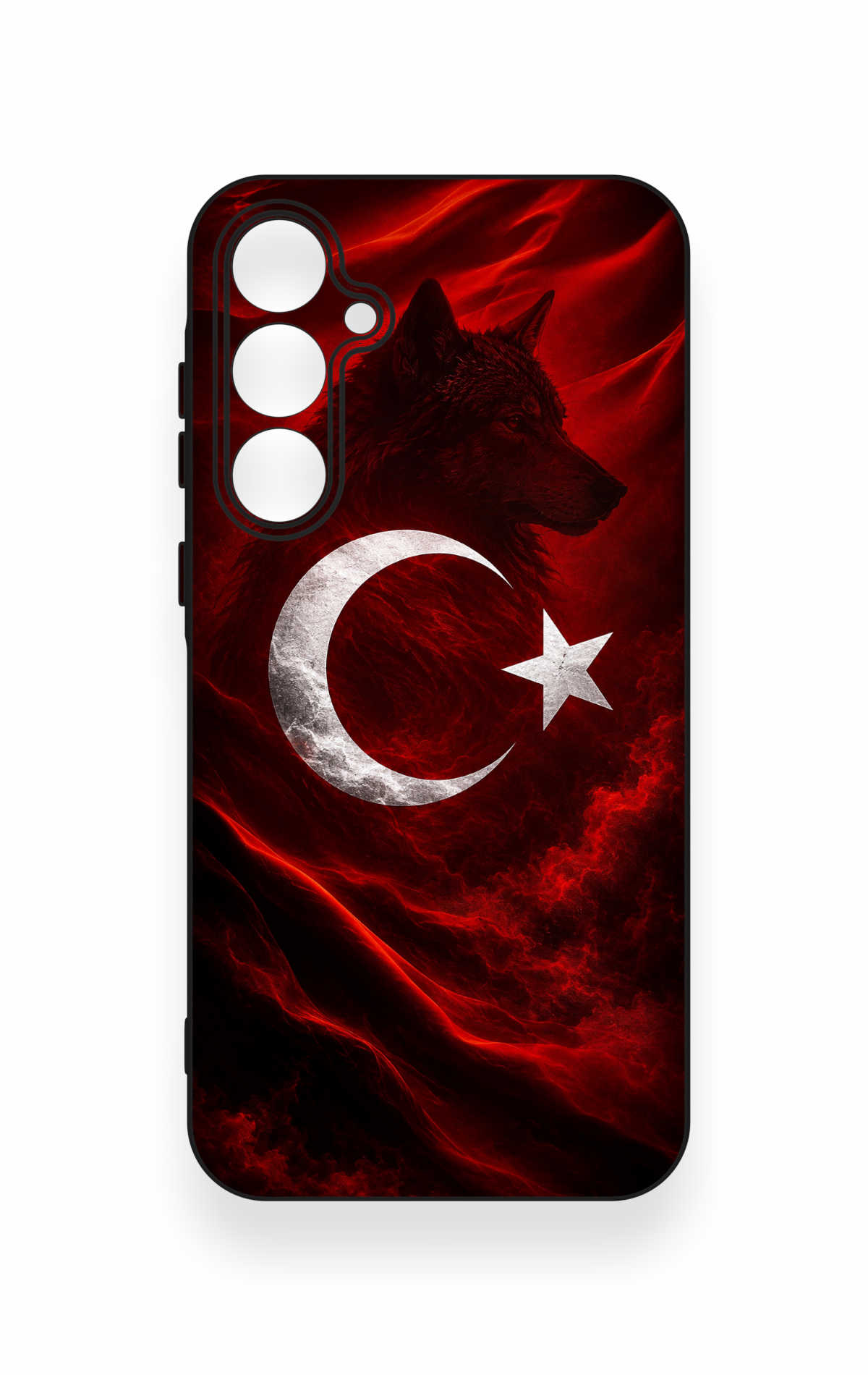 Samsung A35 Uyumlu Kurt Türk Bayrağı Desenli Silikon Kılıf