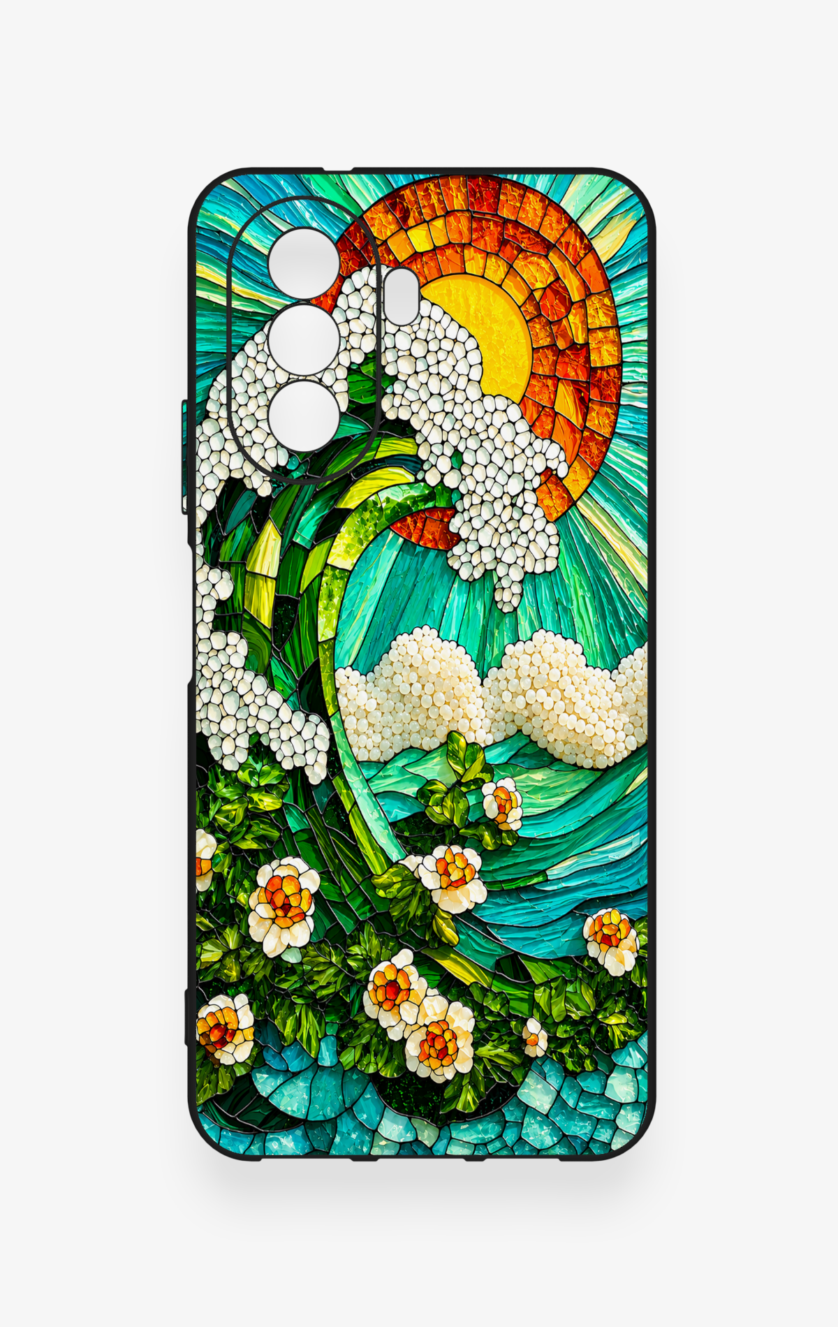 Huawei Nova Y70 Uyumlu Mozaik Okyanus Dalgası Desenli Silikon Kılıf