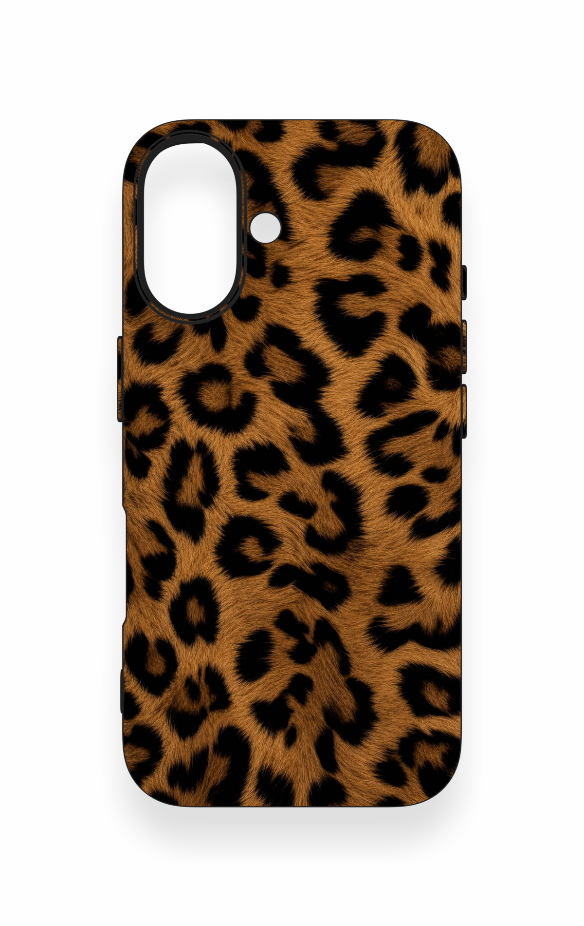 iPhone 16 Uyumlu Koyu Leopar Deri Desenli Silikon Kılıf