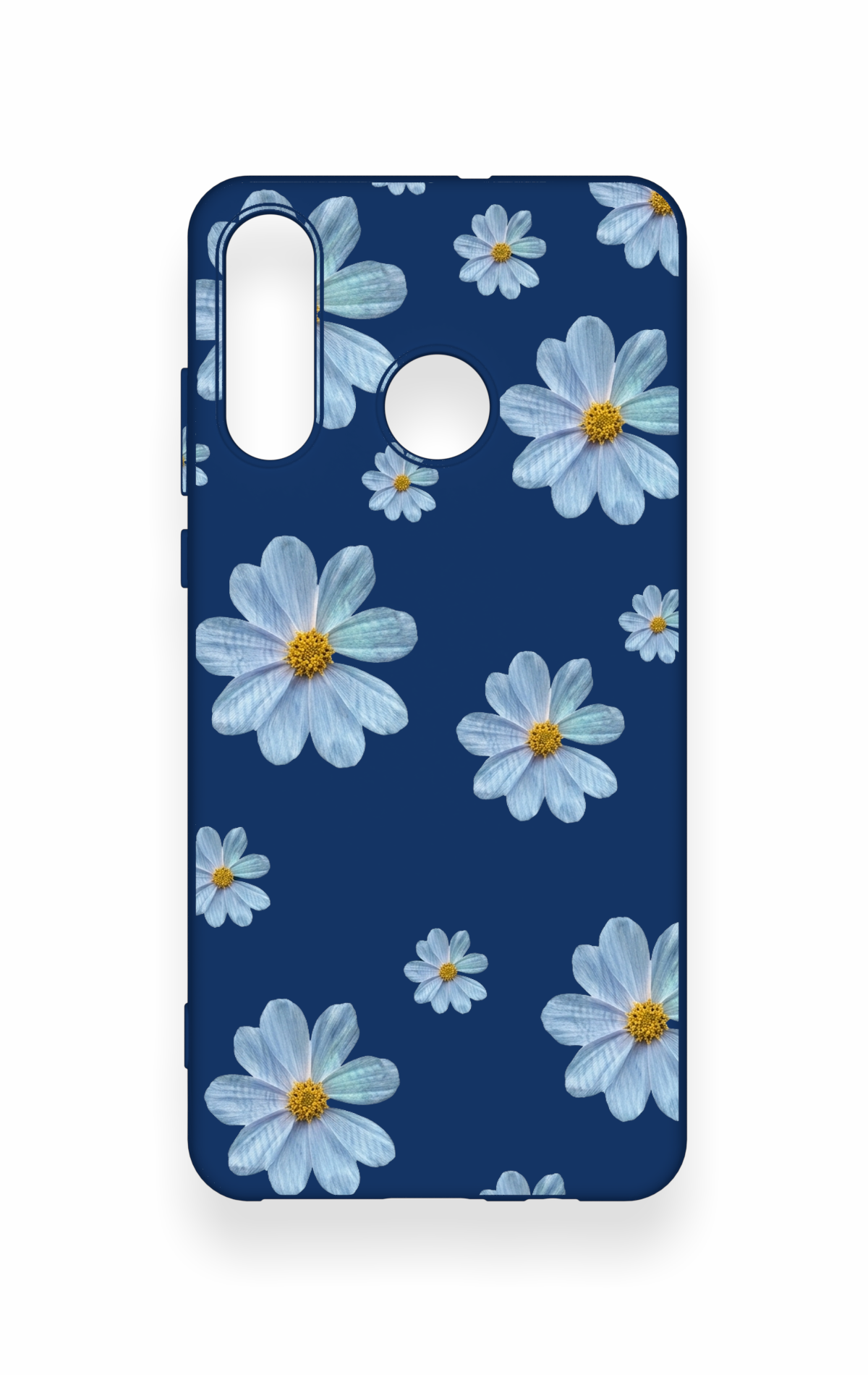 Huawei P30 Lite Uyumlu Mavi Papatya Desenli Silikon Kılıf
