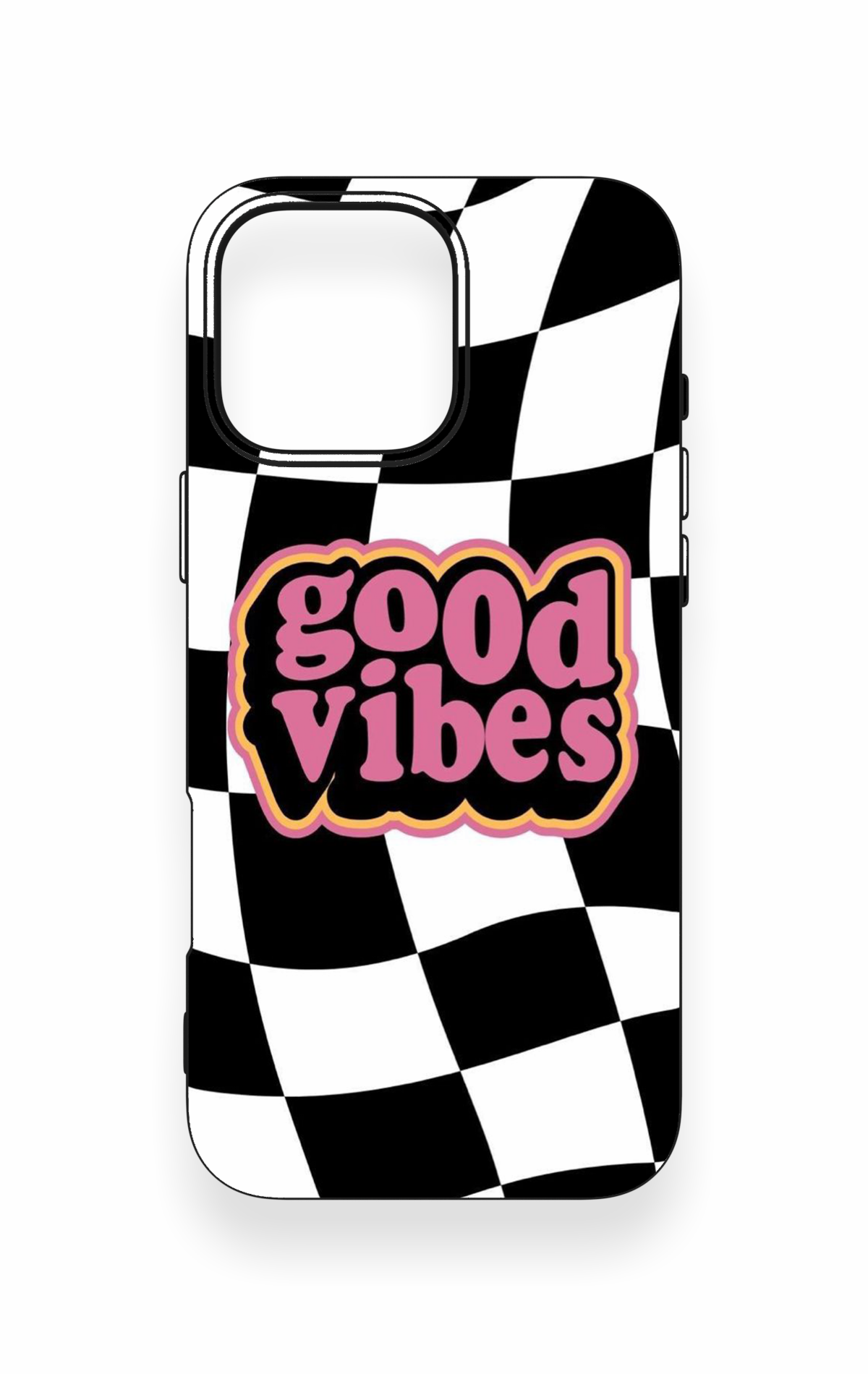iPhone 16 Pro Max Uyumlu Black Good Vibes Desenli Silikon Kılıf