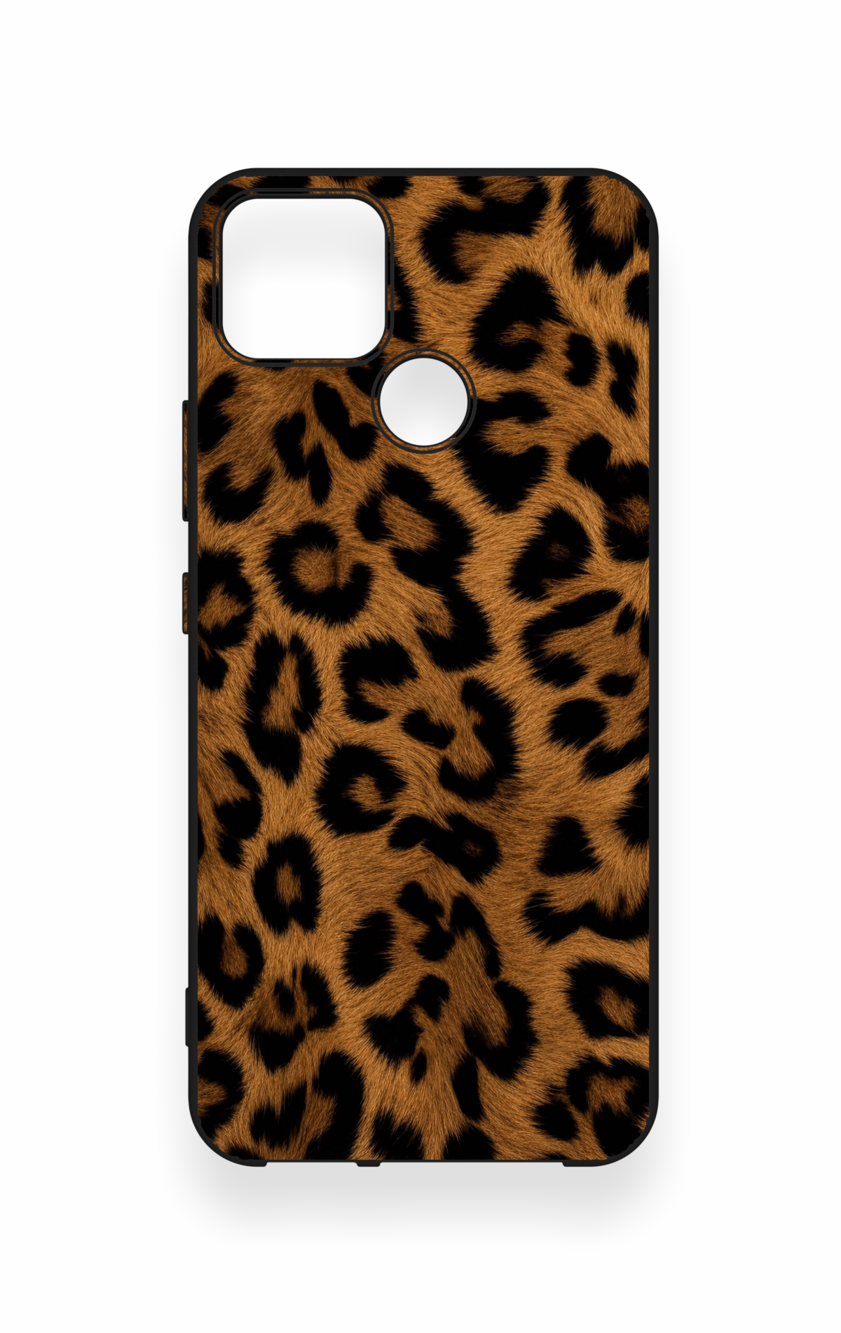 Realme C25 Uyumlu Koyu Leopar Deri Desenli Silikon Kılıf