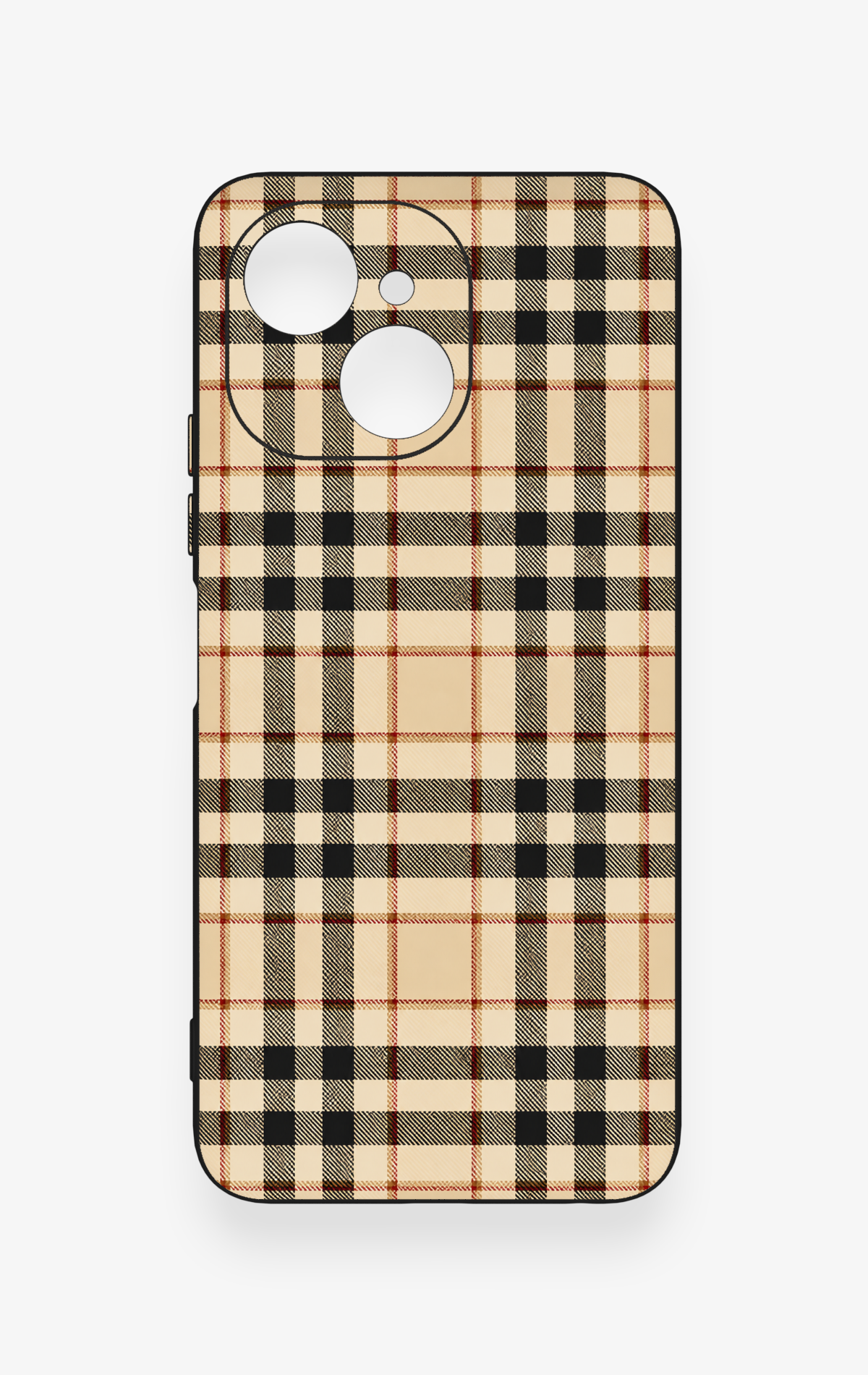 Tecno Spark 40C Uyumlu Karamel Siyah Ekose Desenli Silikon Kılıf