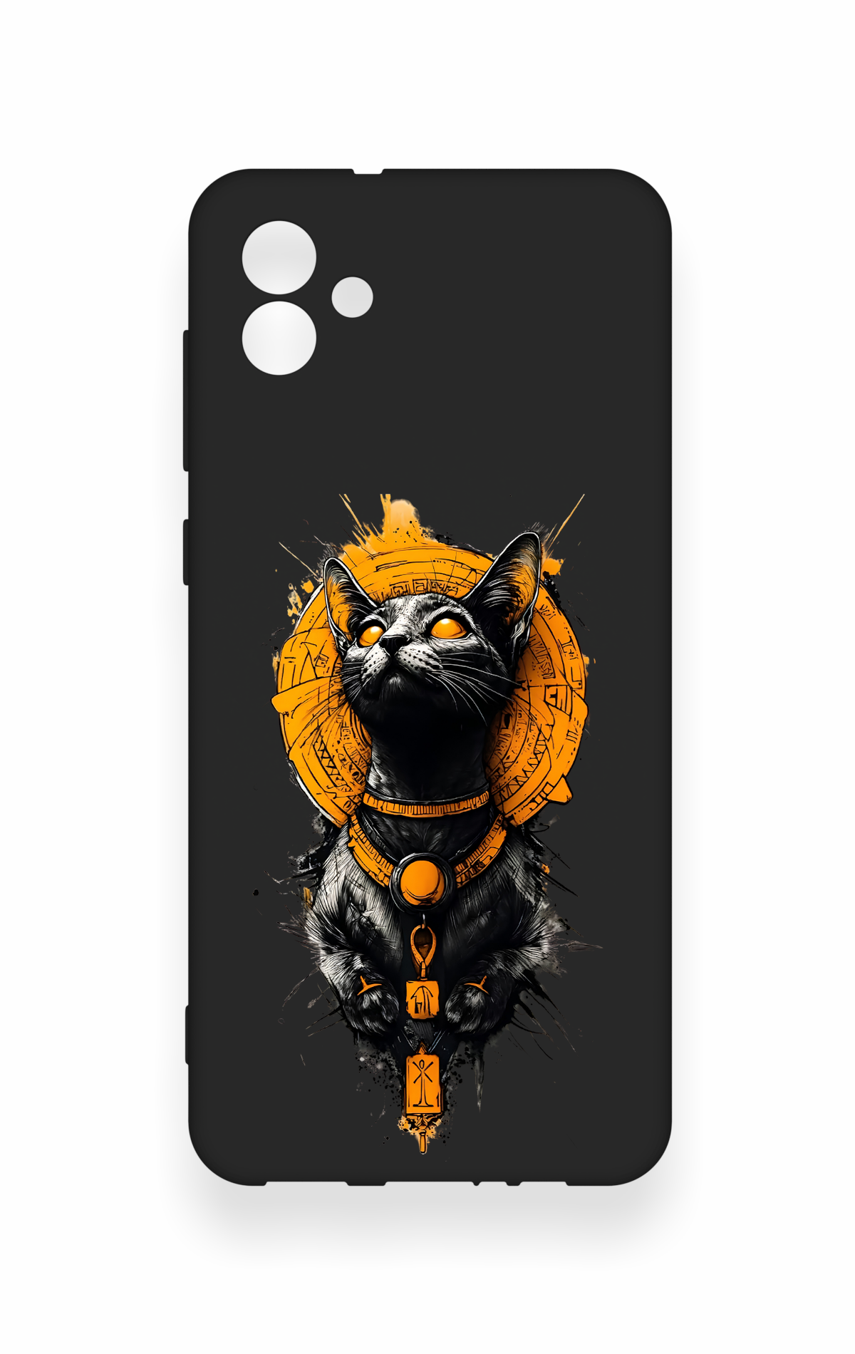 Samsung A04 Uyumlu Mısırlı Kedi Tanrısı Desenli Silikon Kılıf