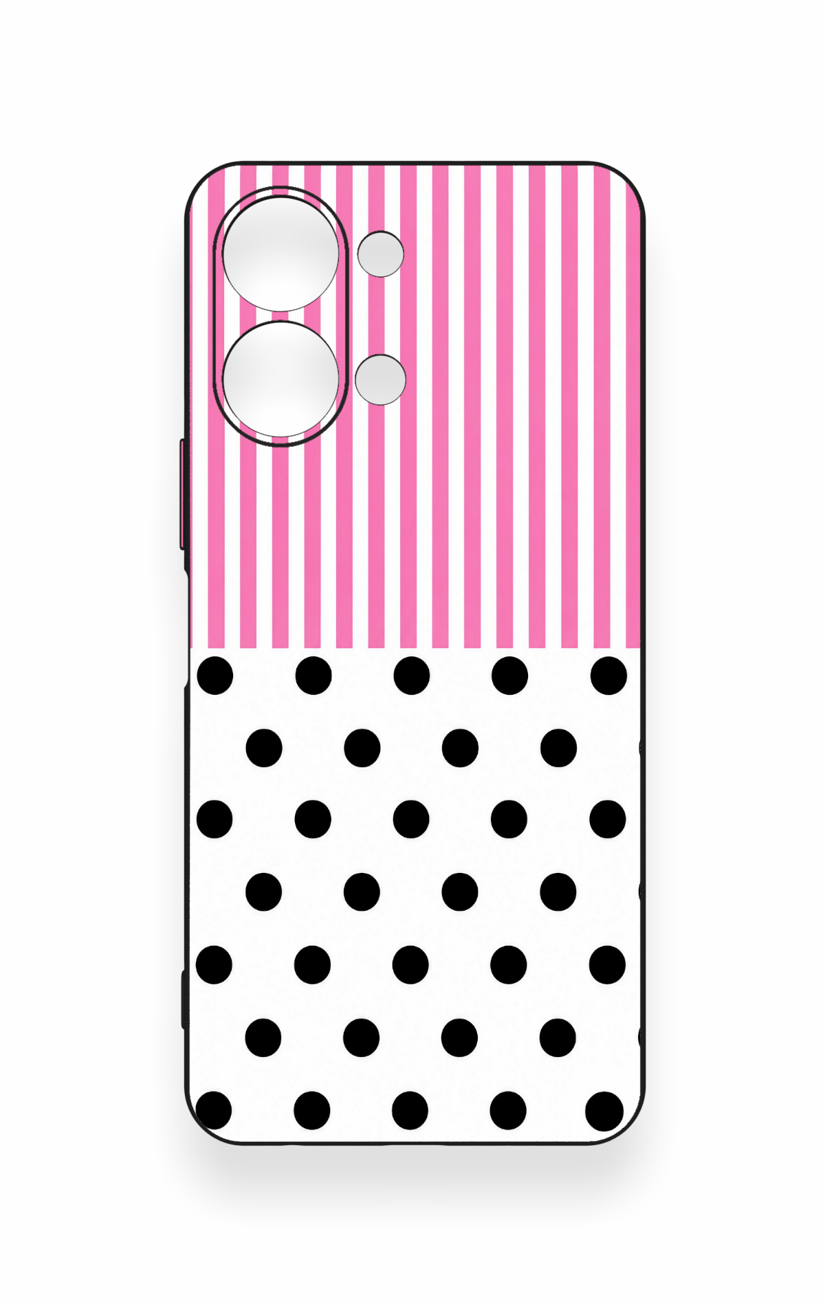 Vivo Y05 4G Uyumlu Pembe Çizgili Puantiye Desenli Silikon Kılıf