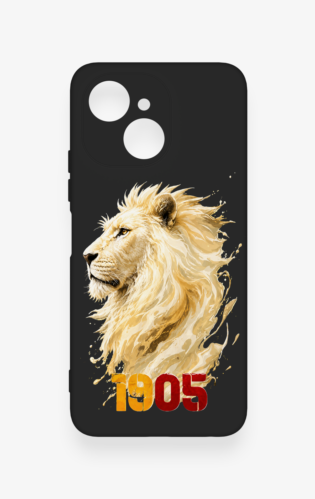 Tecno Spark 40C Uyumlu Sarı Kırmızı 1905 Aslan Desenli Silikon Kılıf