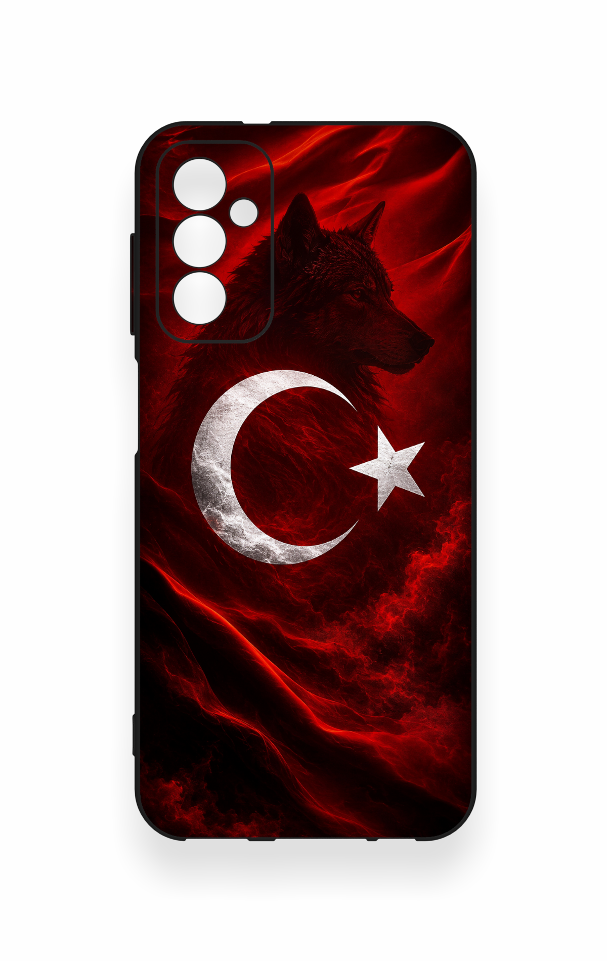 Samsung M13 Uyumlu Kurt Türk Bayrağı Desenli Silikon Kılıf