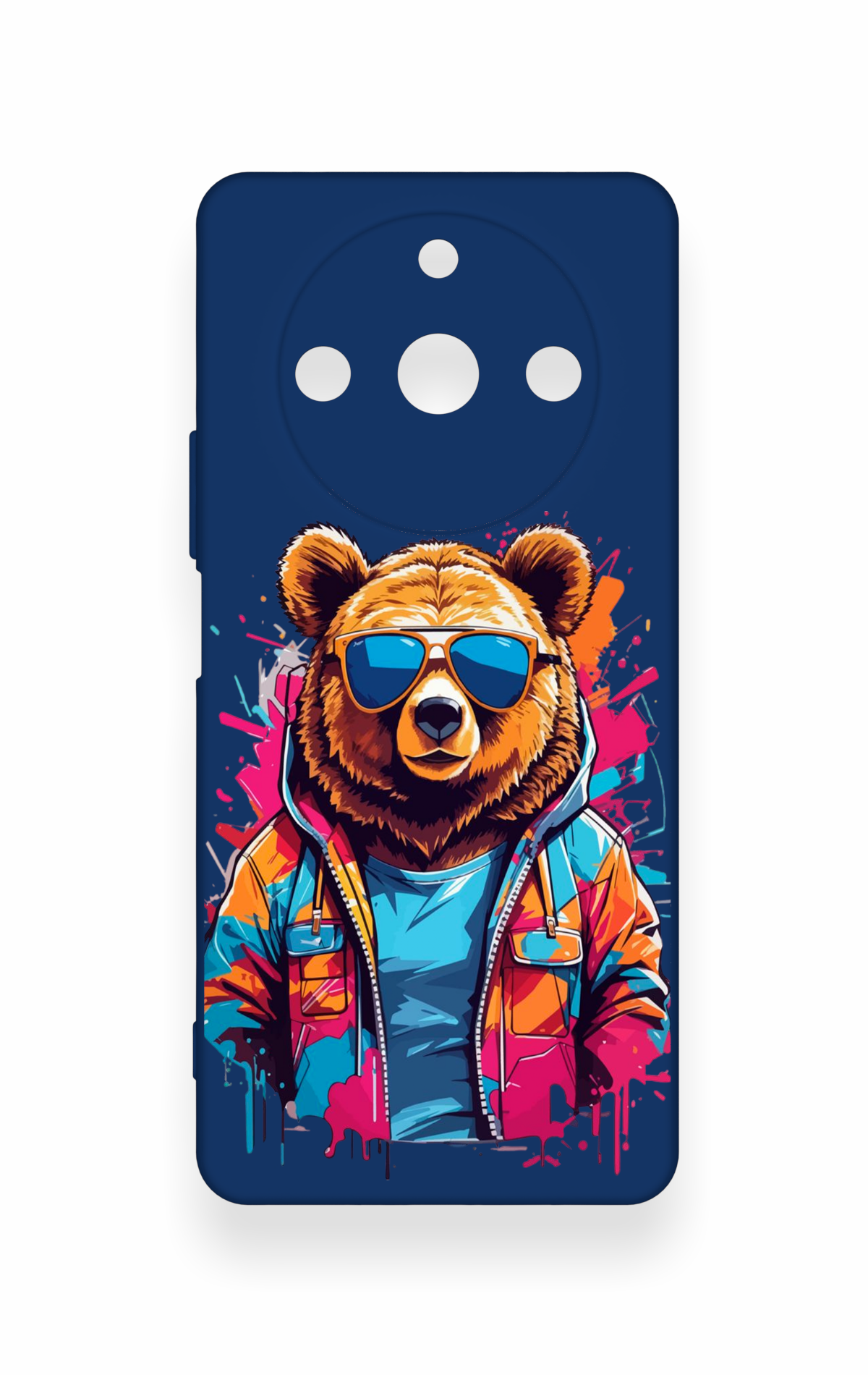 Realme 11 Pro Uyumlu Gözlüklü Ayı Desenli Silikon Kılıf