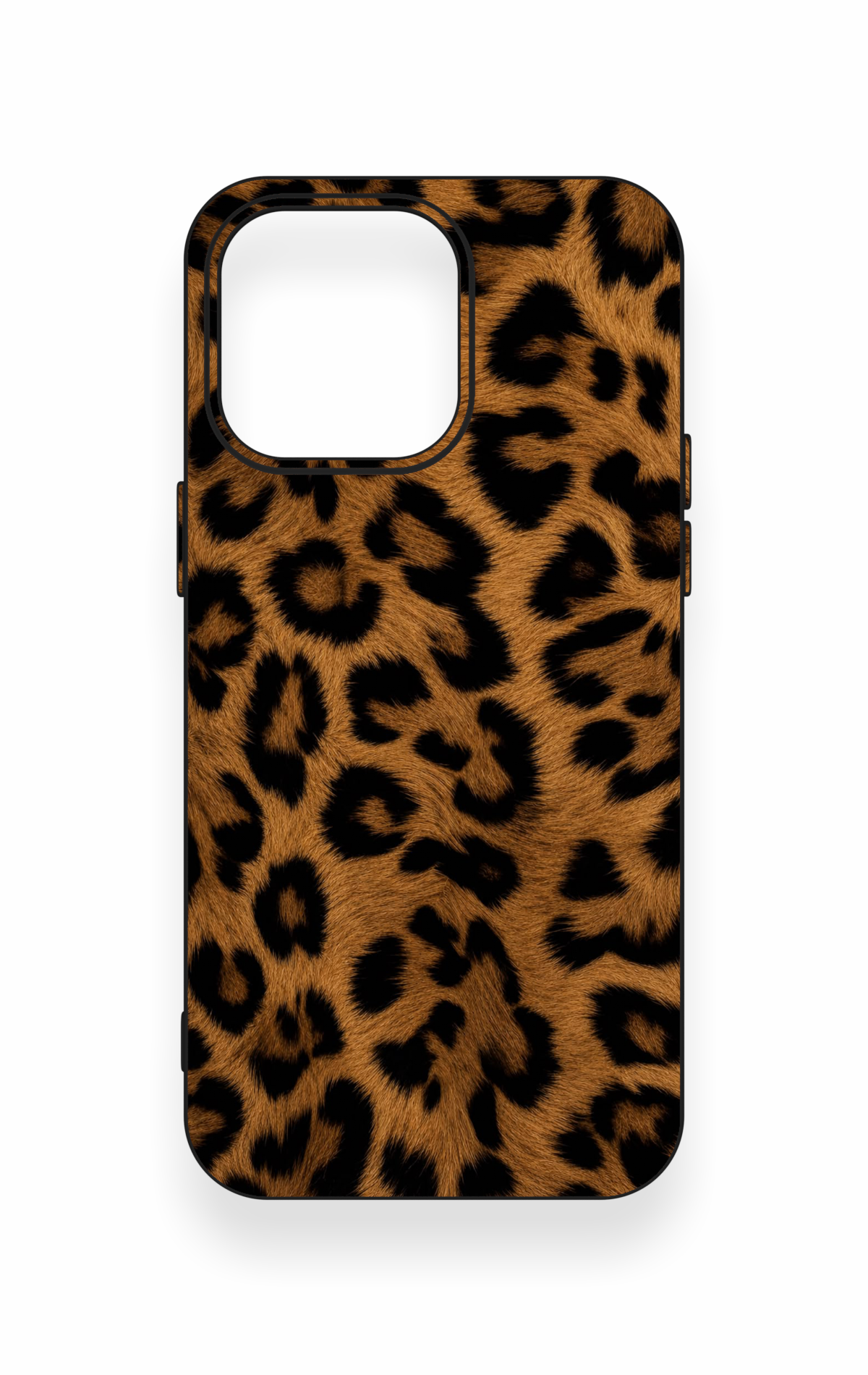 iPhone 15 Pro Max Uyumlu Koyu Leopar Deri Desenli Silikon Kılıf