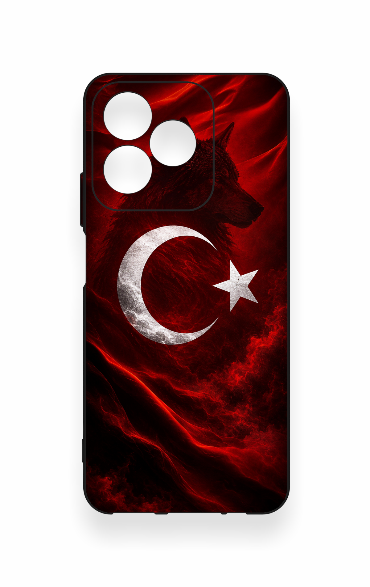 Realme C53 Uyumlu Kurt Türk Bayrağı Desenli Silikon Kılıf
