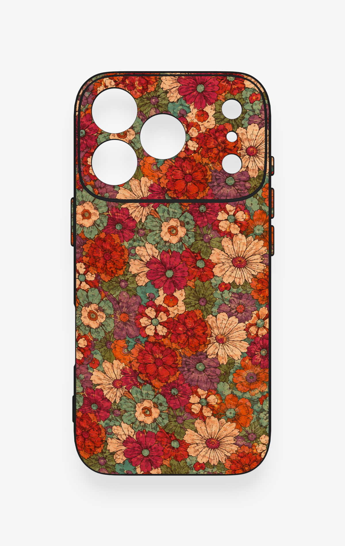iPhone 17 Pro Uyumlu Pastel Çiçek Bahçesi Desenli Silikon Kılıf
