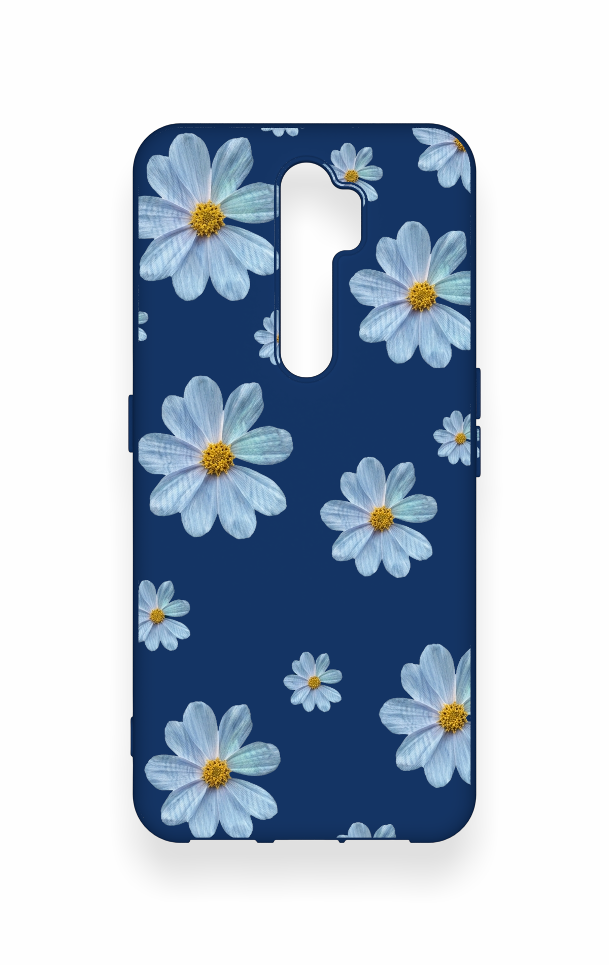 Oppo A5 2020 Uyumlu Mavi Papatya Desenli Silikon Kılıf