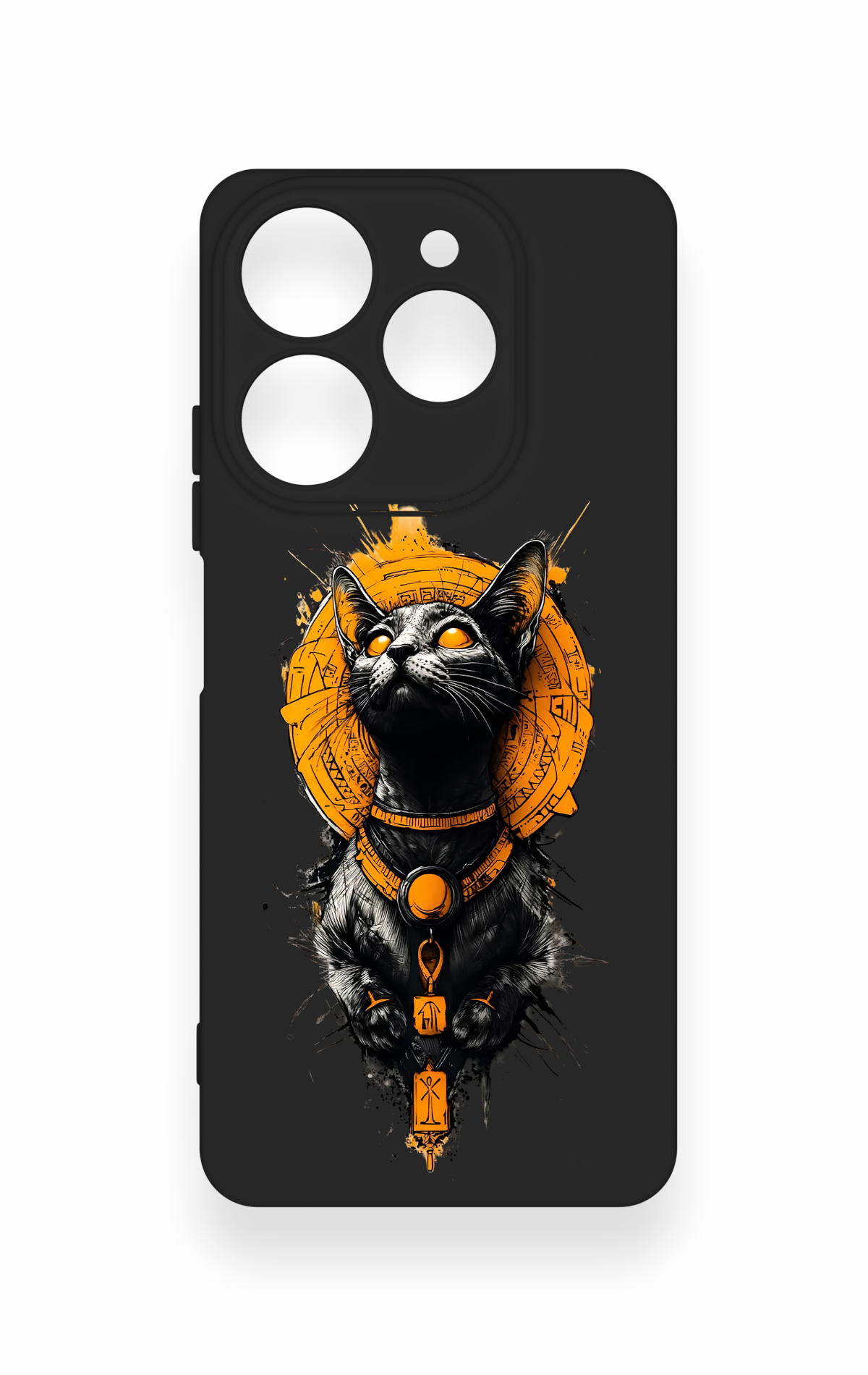 Tecno Spark 10 Pro Uyumlu Mısırlı Kedi Tanrısı Desenli Silikon Kılıf