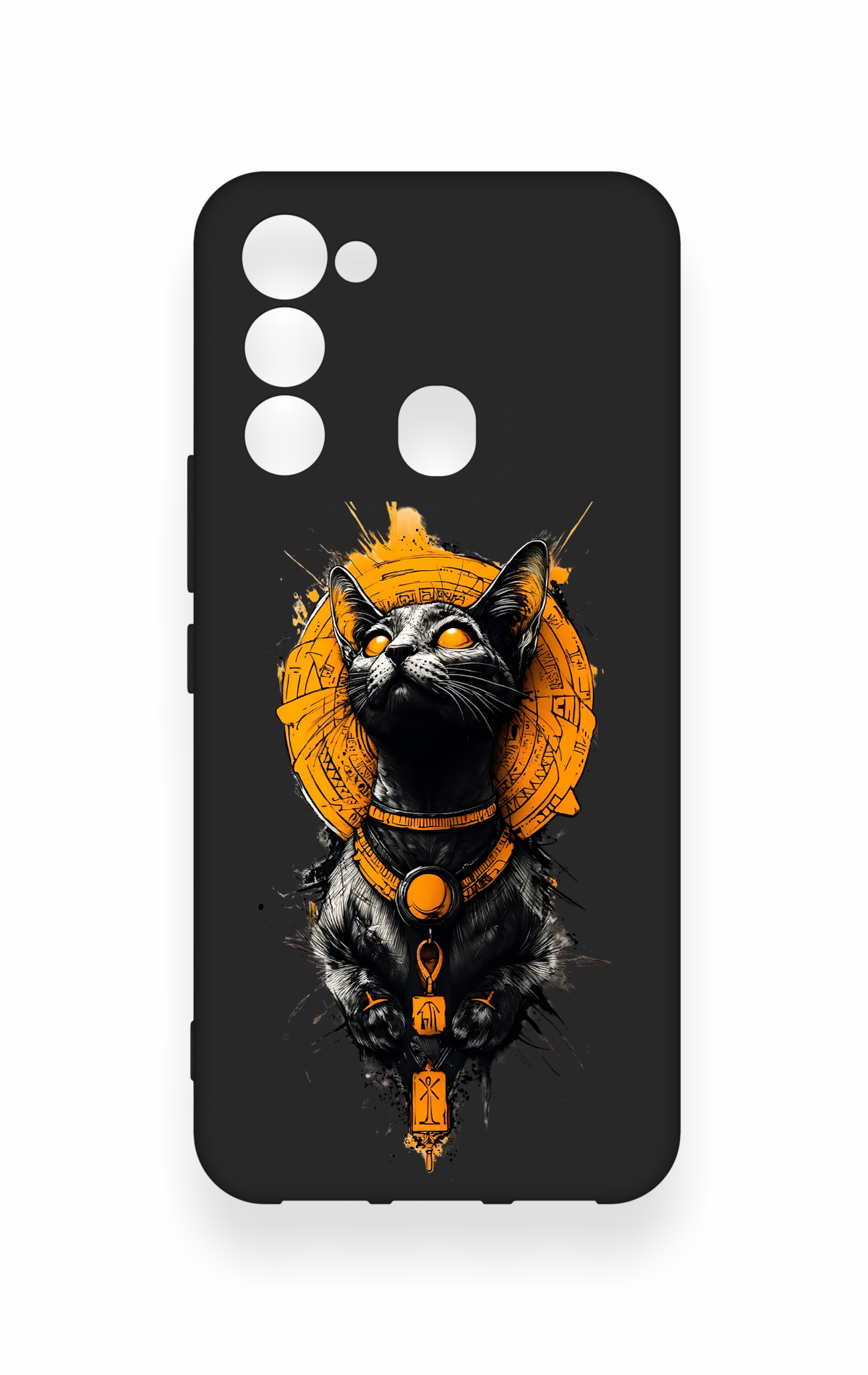 Tecno Spark 8C Uyumlu Mısırlı Kedi Tanrısı Desenli Silikon Kılıf