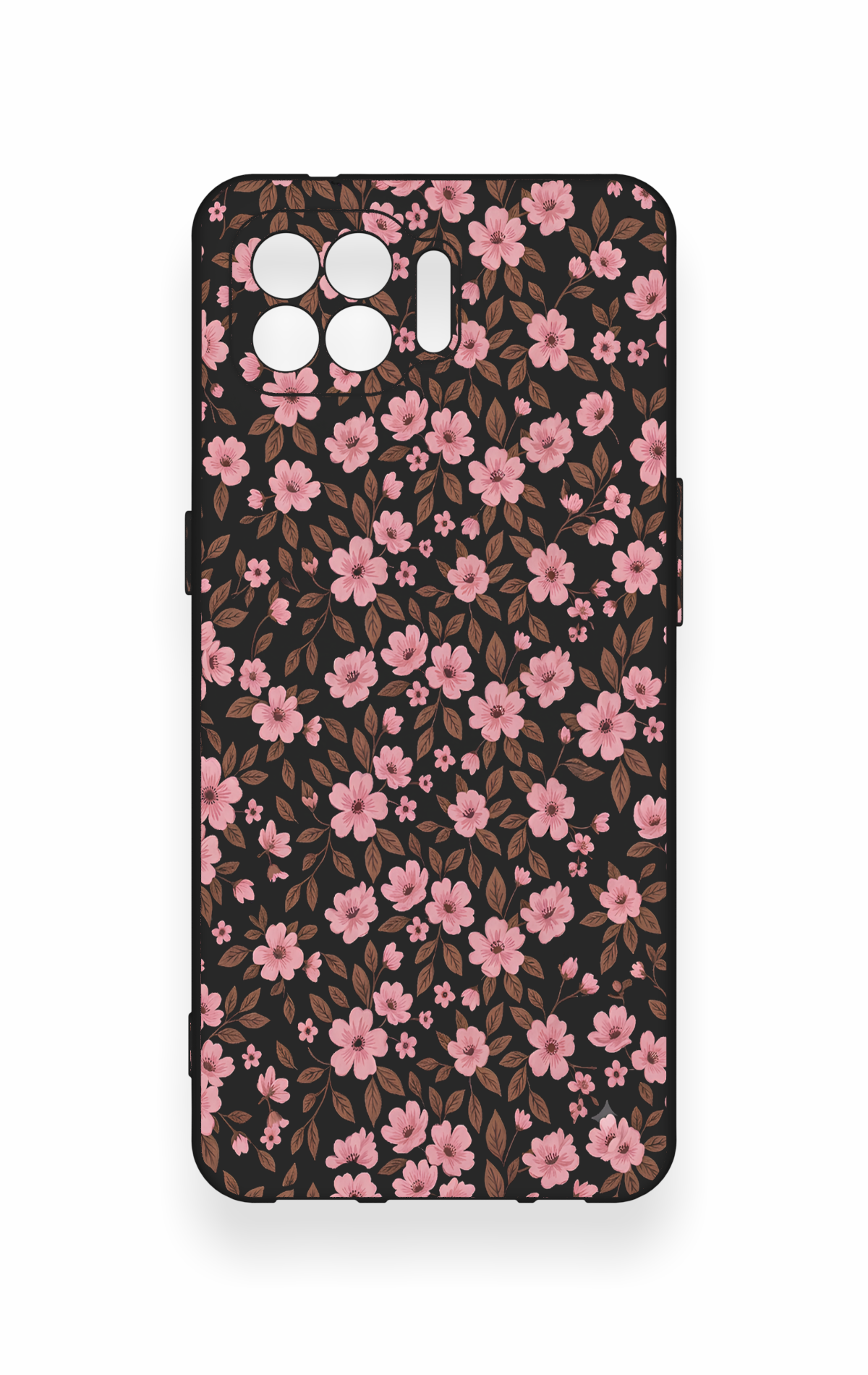Oppo Reno 4 Lite Uyumlu Mini Pembe Çiçek Desenli Silikon Kılıf