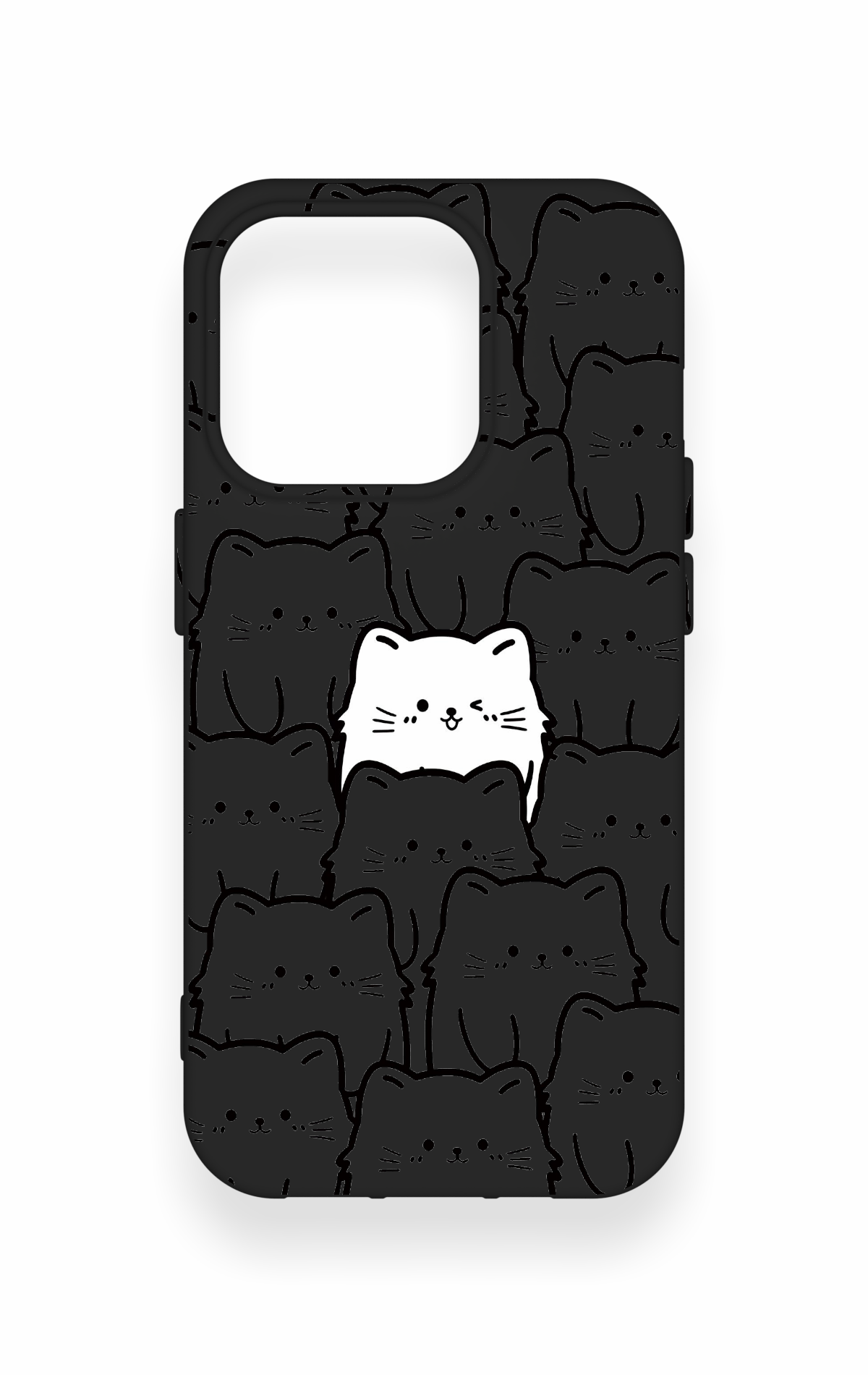 iPhone 15 Pro Uyumlu Many Cats Desenli Silikon Kılıf