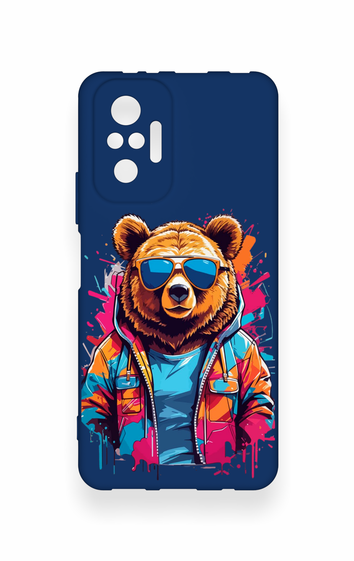 Redmi Note 10 Pro Uyumlu Gözlüklü Ayı Desenli Silikon Kılıf