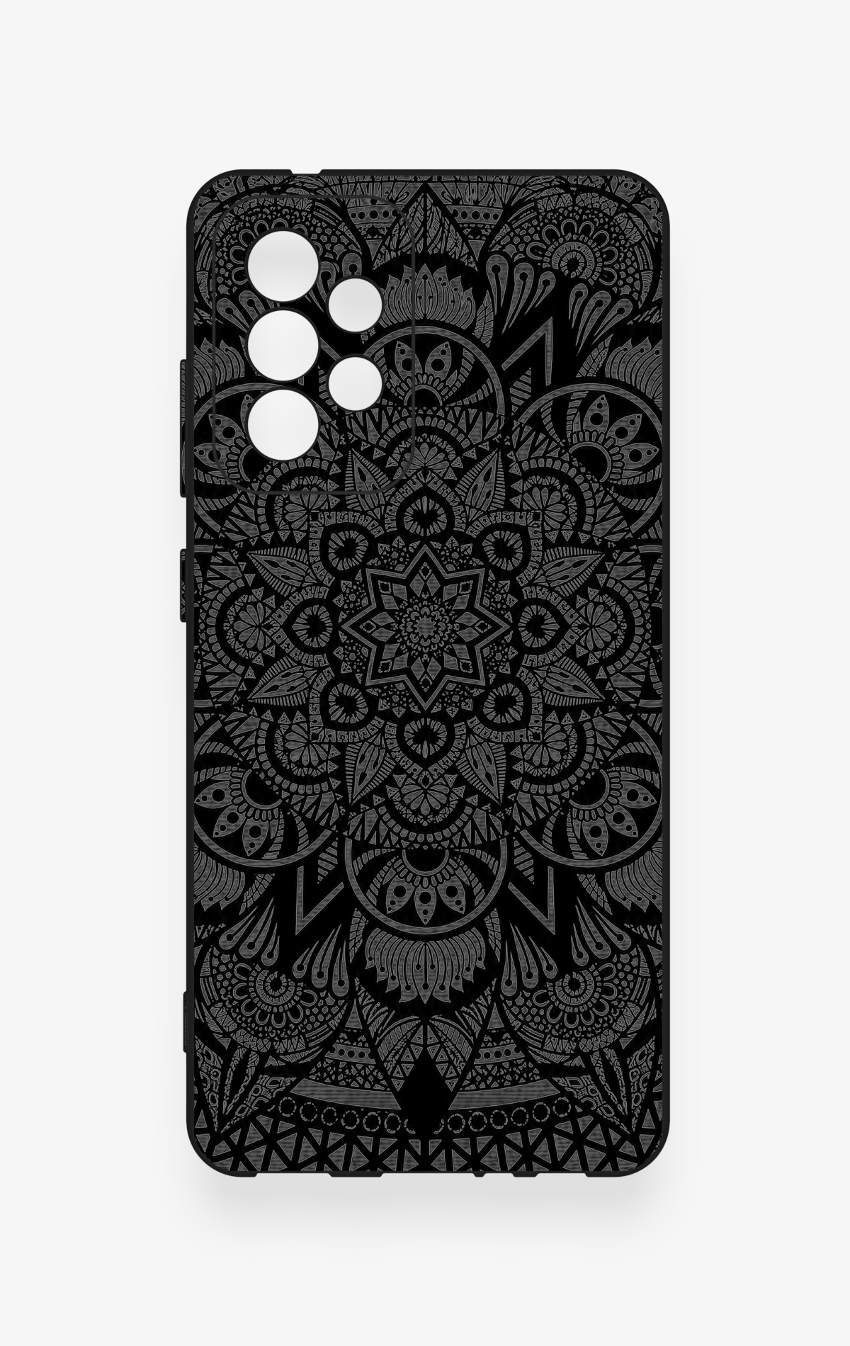 Samsung A52 Uyumlu Siyah Beyaz Mandala Desenli Silikon Kılıf