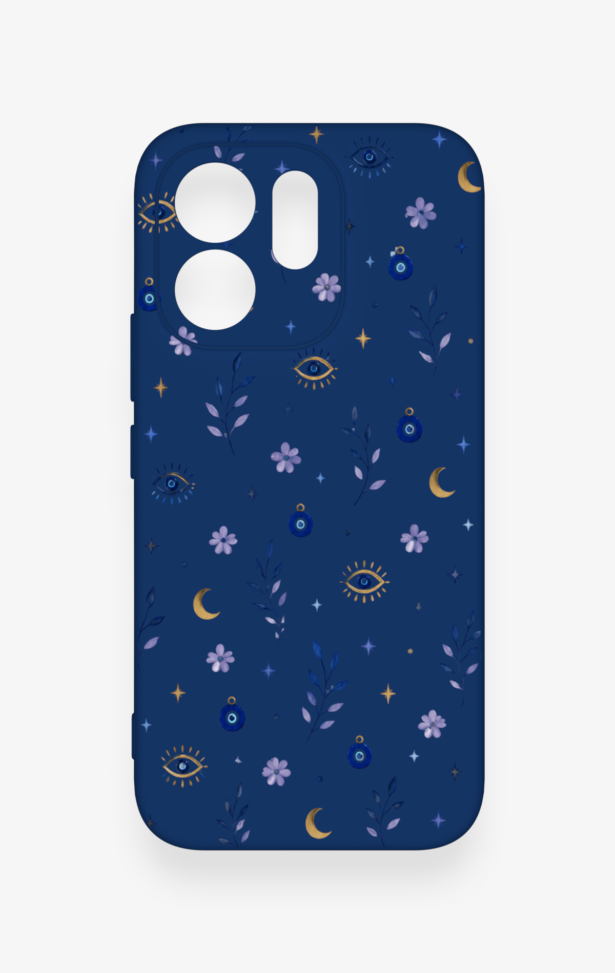 Vivo V70 5G Uyumlu Mavi Nazar Papatya Desenli Silikon Kılıf