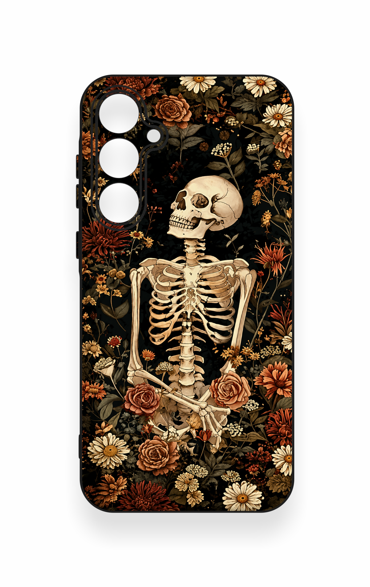 Samsung A35 Uyumlu Çiçek İskelet Desenli Silikon Kılıf