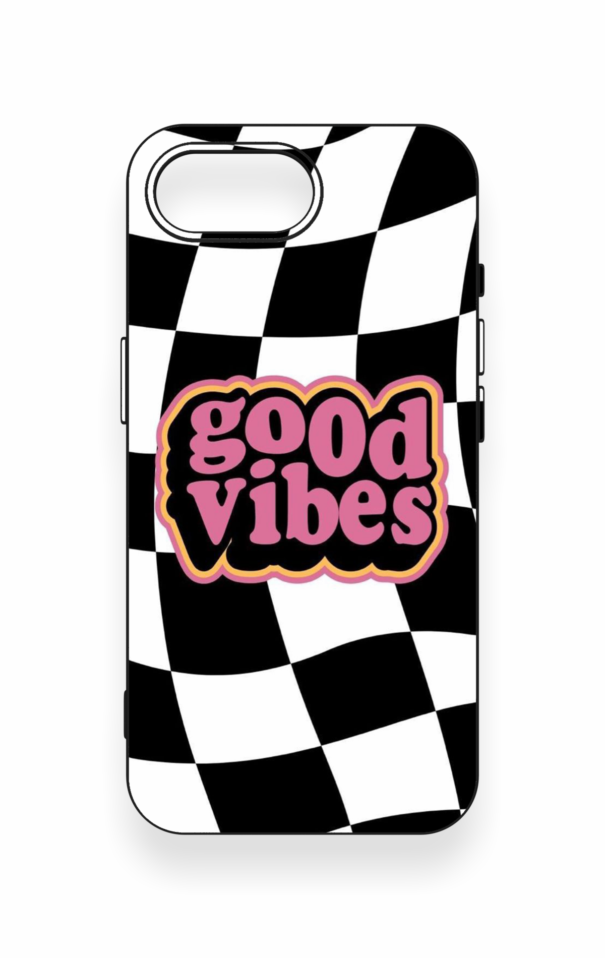iPhone 16E Uyumlu Black Good Vibes Desenli Silikon Kılıf