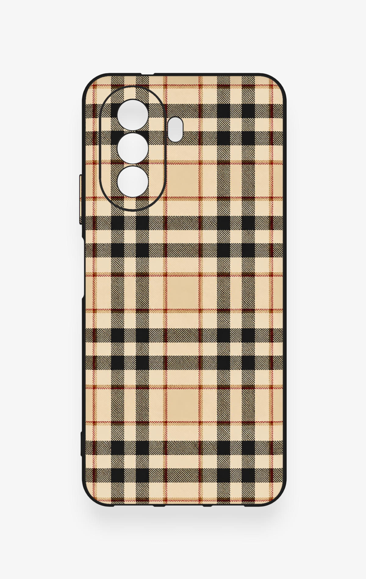Huawei Nova Y70 Uyumlu Karamel Siyah Ekose Desenli Silikon Kılıf